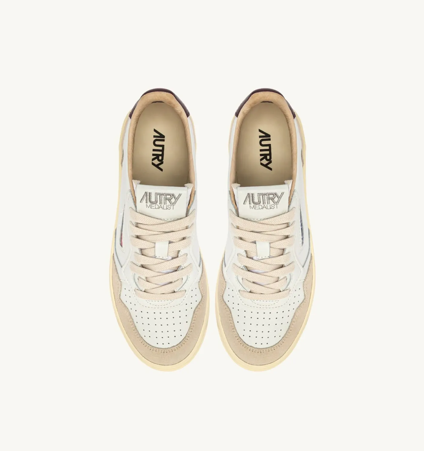 SNEAKERS MEDALIST LOW IN SUEDE E PELLE BIANCA E FIG