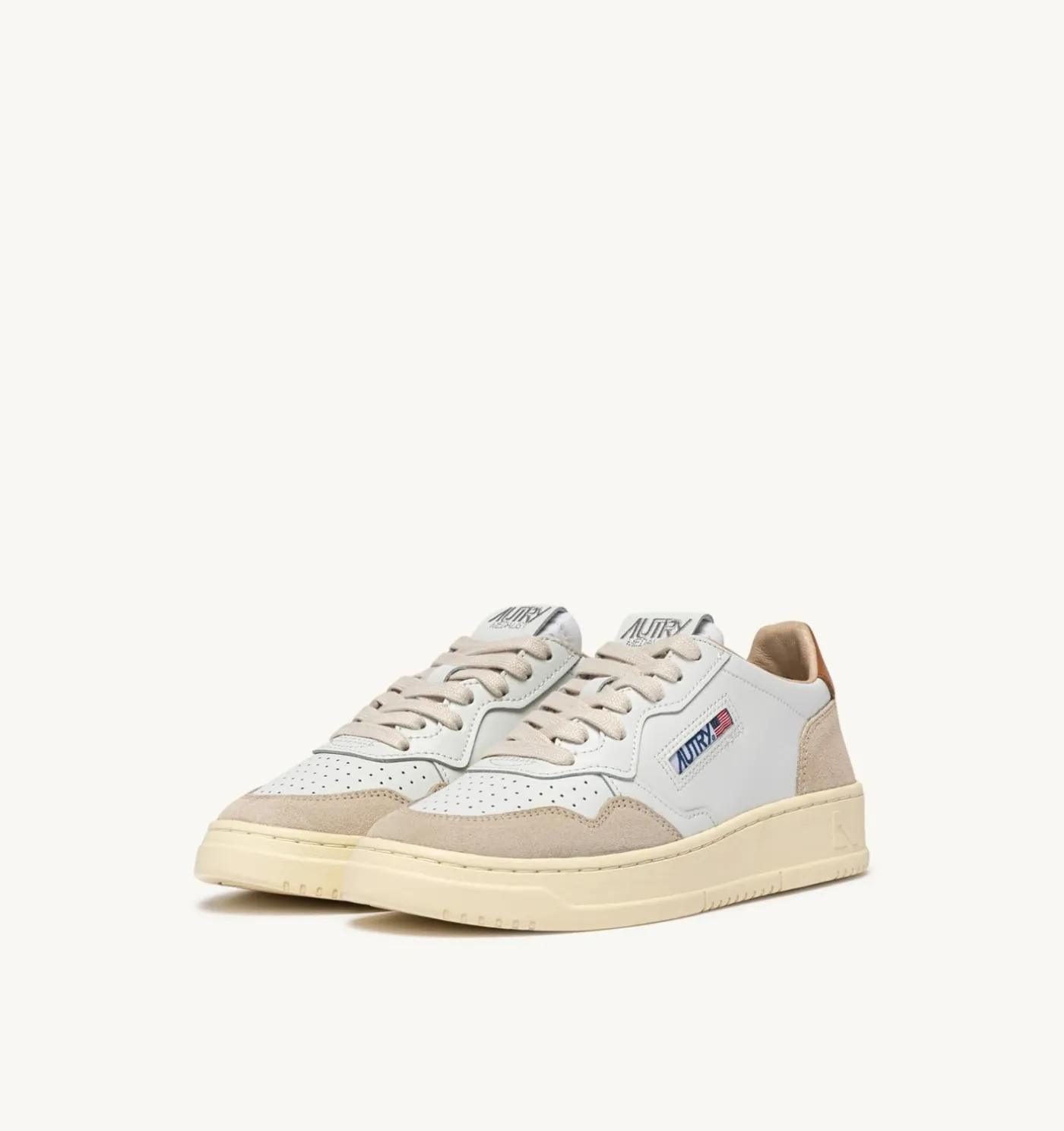 SNEAKERS MEDALIST LOW IN SUEDE E PELLE BIANCA E LION