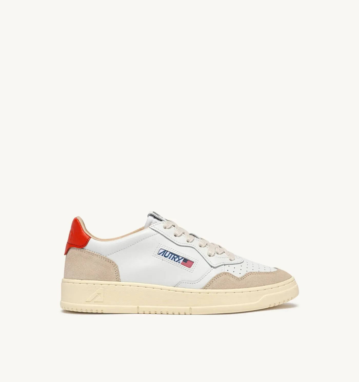SNEAKERS MEDALIST LOW IN SUEDE E PELLE BIANCA E LION