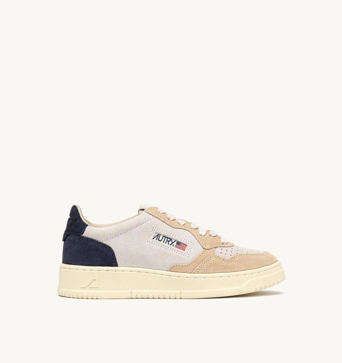 SNEAKERS MEDALIST LOW TRICOLOR IN SUEDE BIANCO SAND E BLUE SPACE