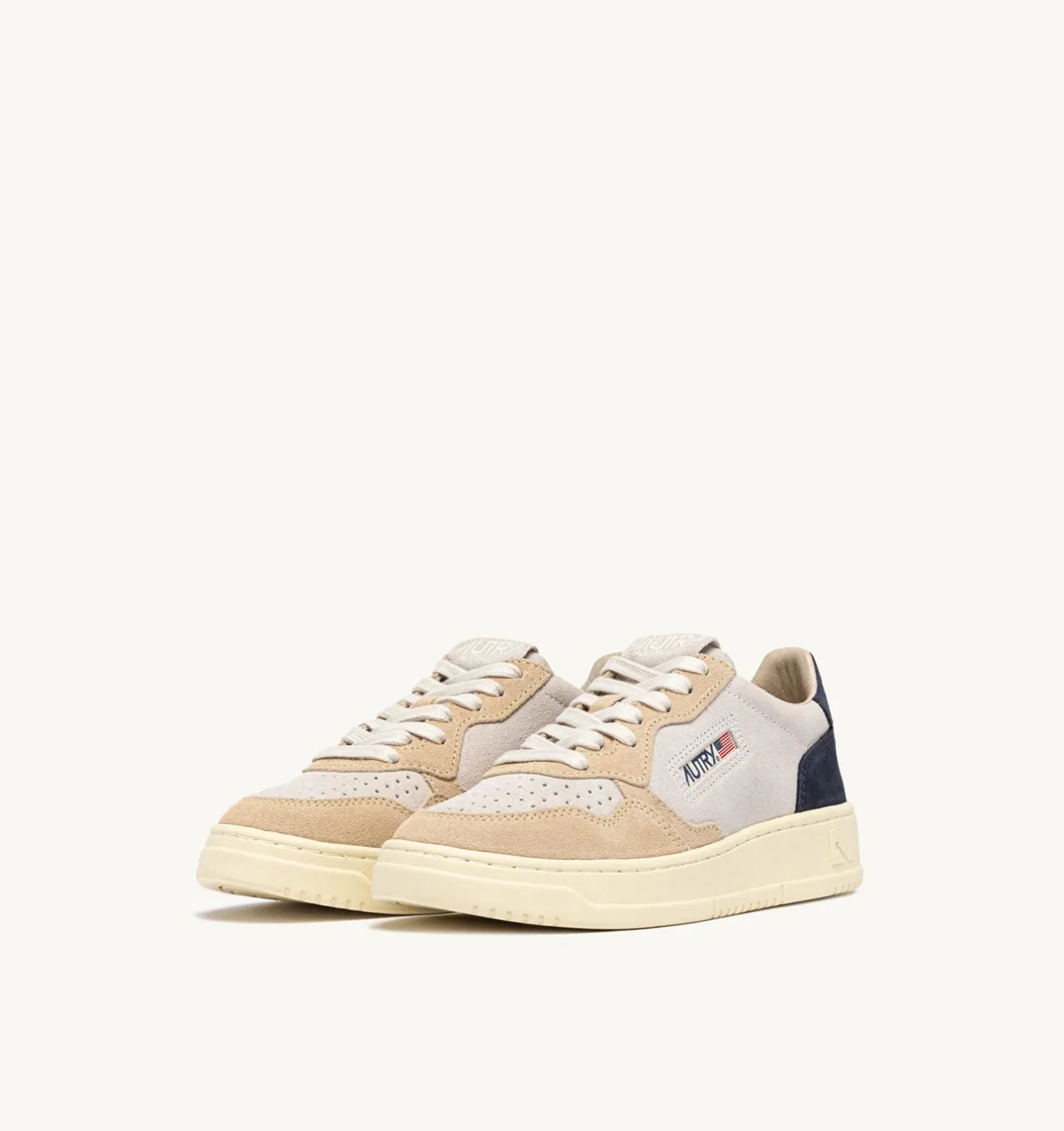 SNEAKERS MEDALIST LOW TRICOLOR IN SUEDE BIANCO SAND E BLUE SPACE