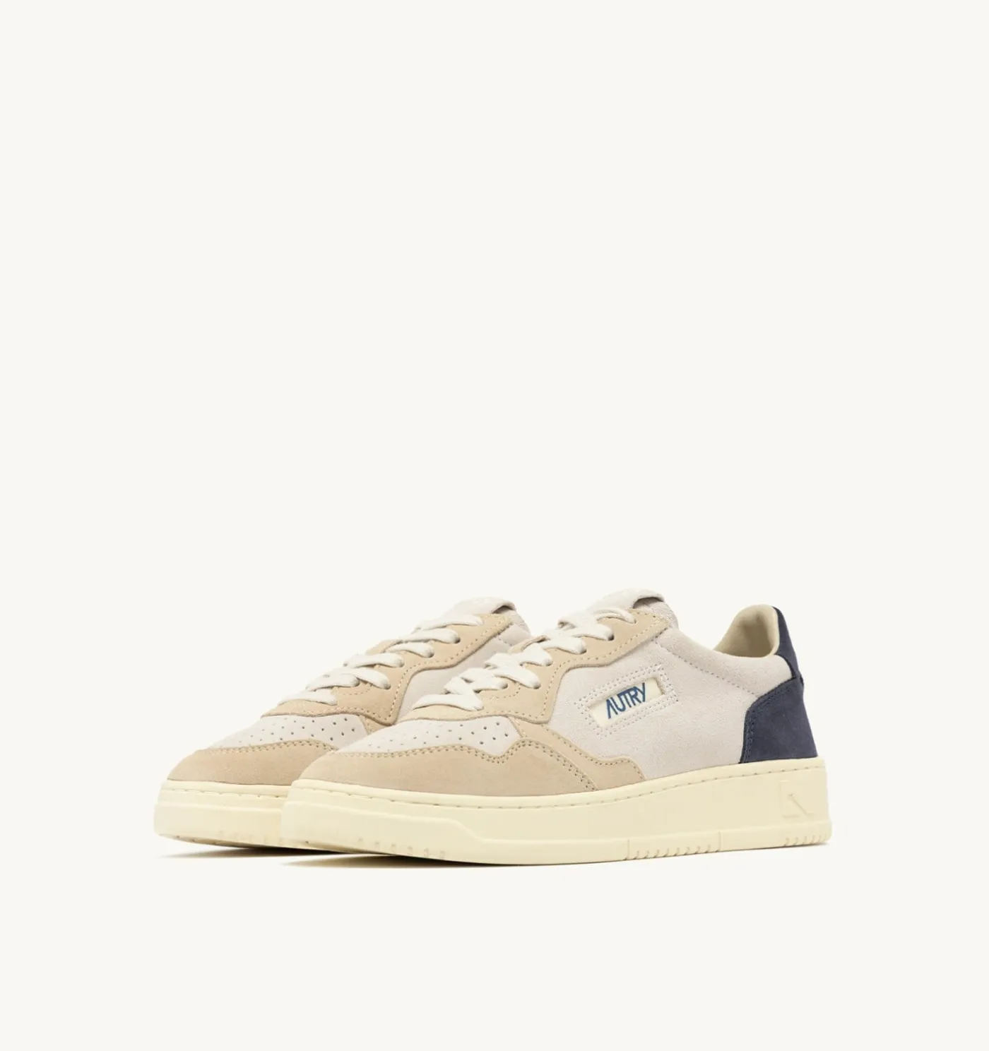 SNEAKERS MEDALIST LOW TRICOLOR IN SUEDE BIANCO SAND E BLUE SPACE