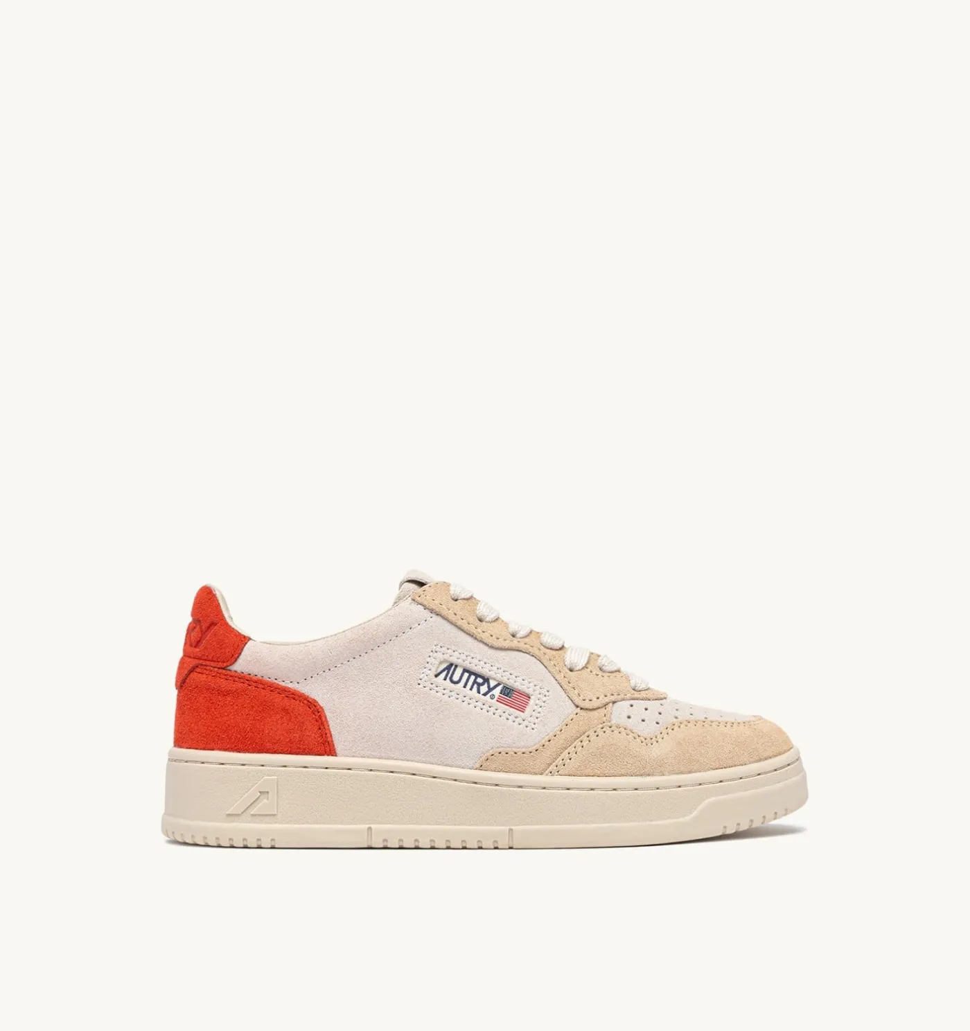 SNEAKERS MEDALIST LOW TRICOLOR IN SUEDE BIANCO SAND E FUOCO