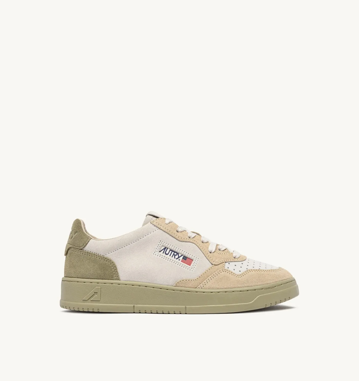 SNEAKERS MEDALIST LOW TRICOLOR IN SUEDE BIANCO SAND E GREY GREEN