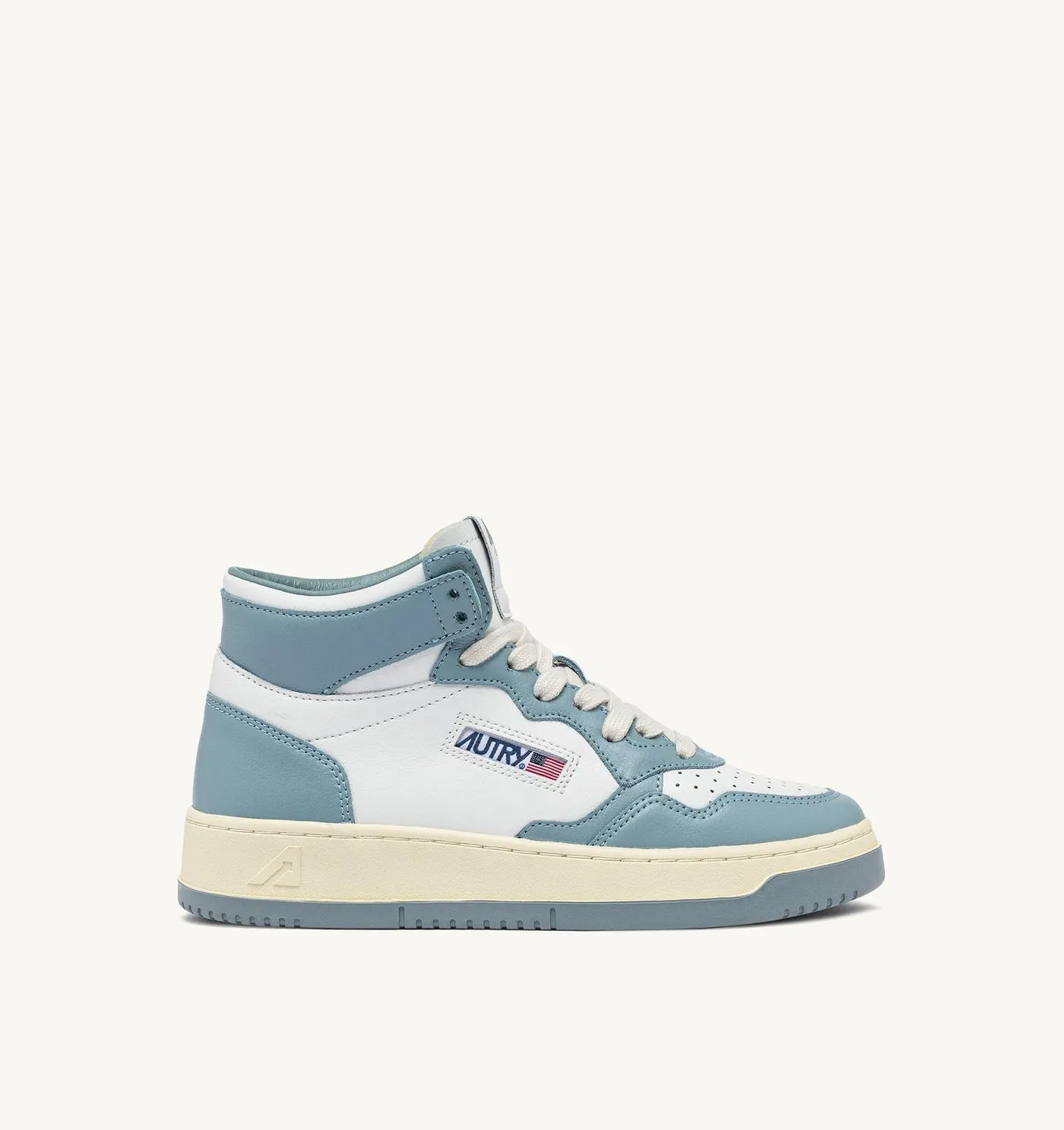 MEDALIST MID BICOLOR IN PELLE COLORE BIANCO E SILVER BLUE