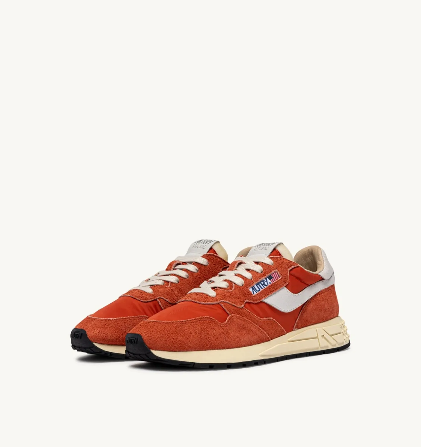 SNEAKERS REELWIND LOW IN NYLON E SUEDE BIANCO E ORANGE RUST