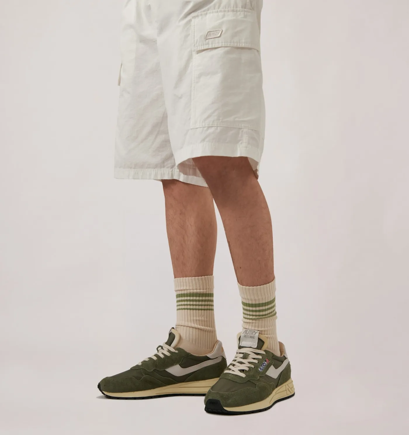 SNEAKERS REELWIND LOW IN NYLON E SUEDE BIANCO E SALVIA
