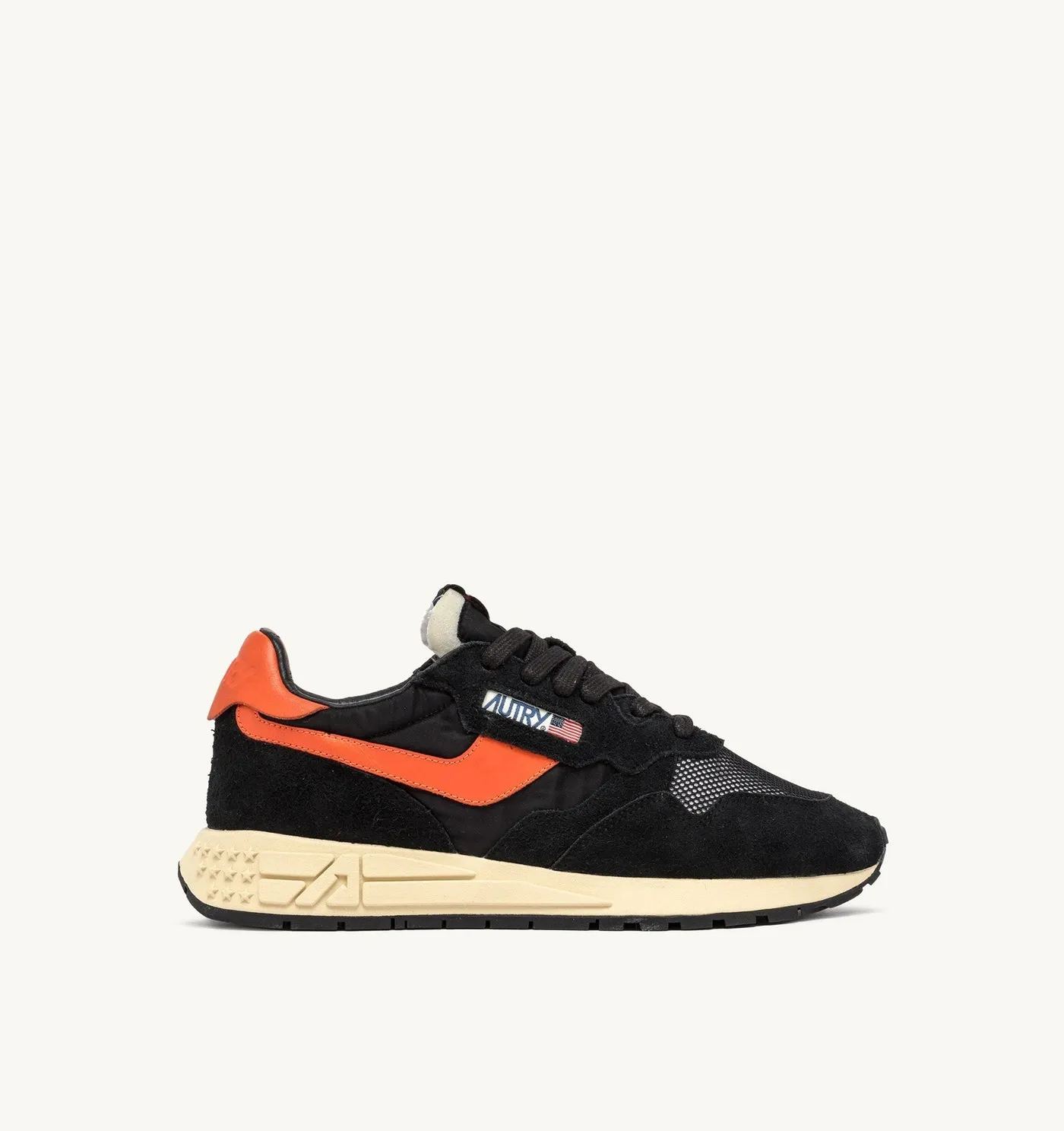 REELWIND LOW IN SUEDE E NYLON NERO E ARANCIO