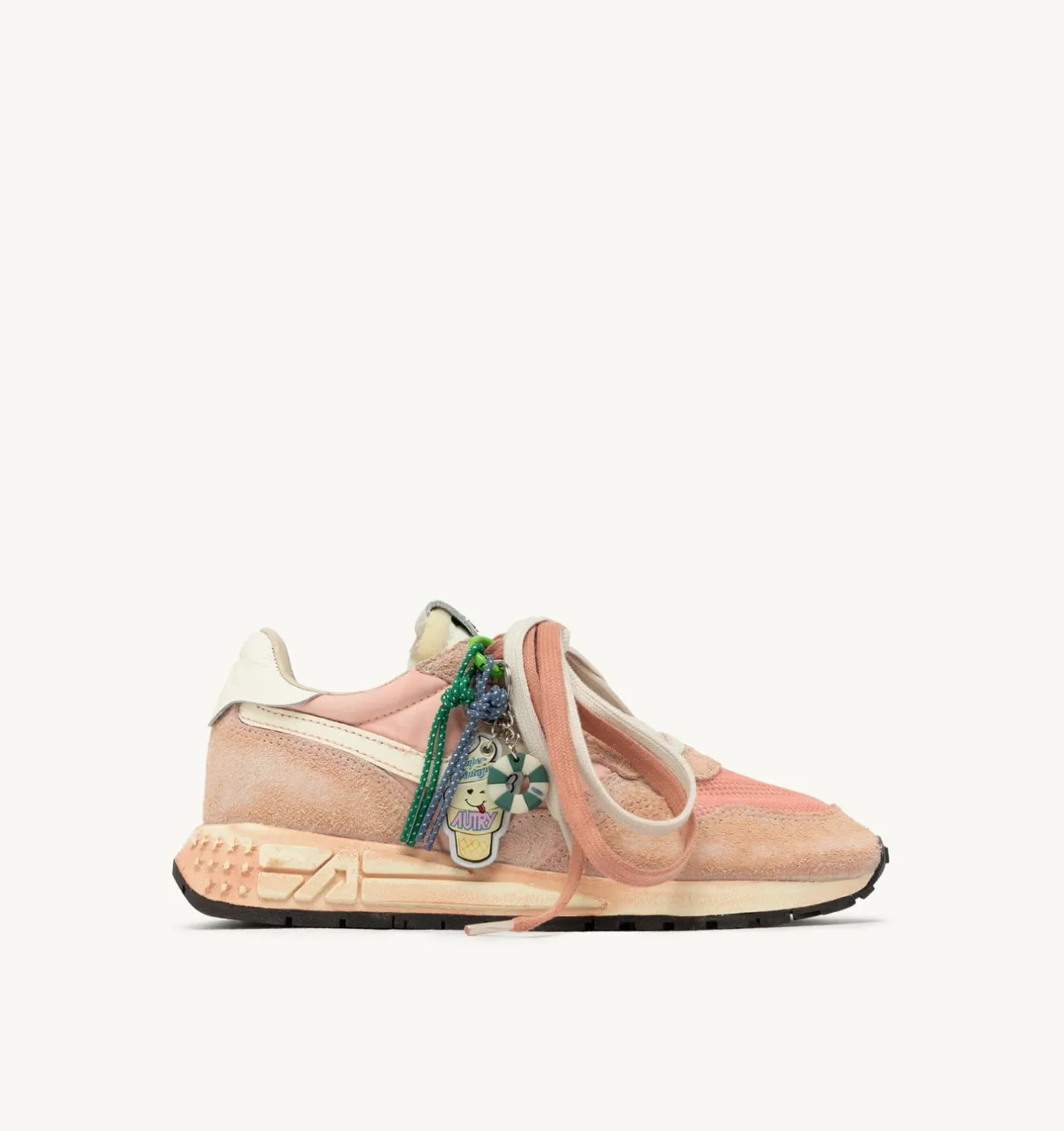 SNEAKERS REELWIND SUPER VINTAGE IN SUEDE E NYLON BIANCO E ROSA