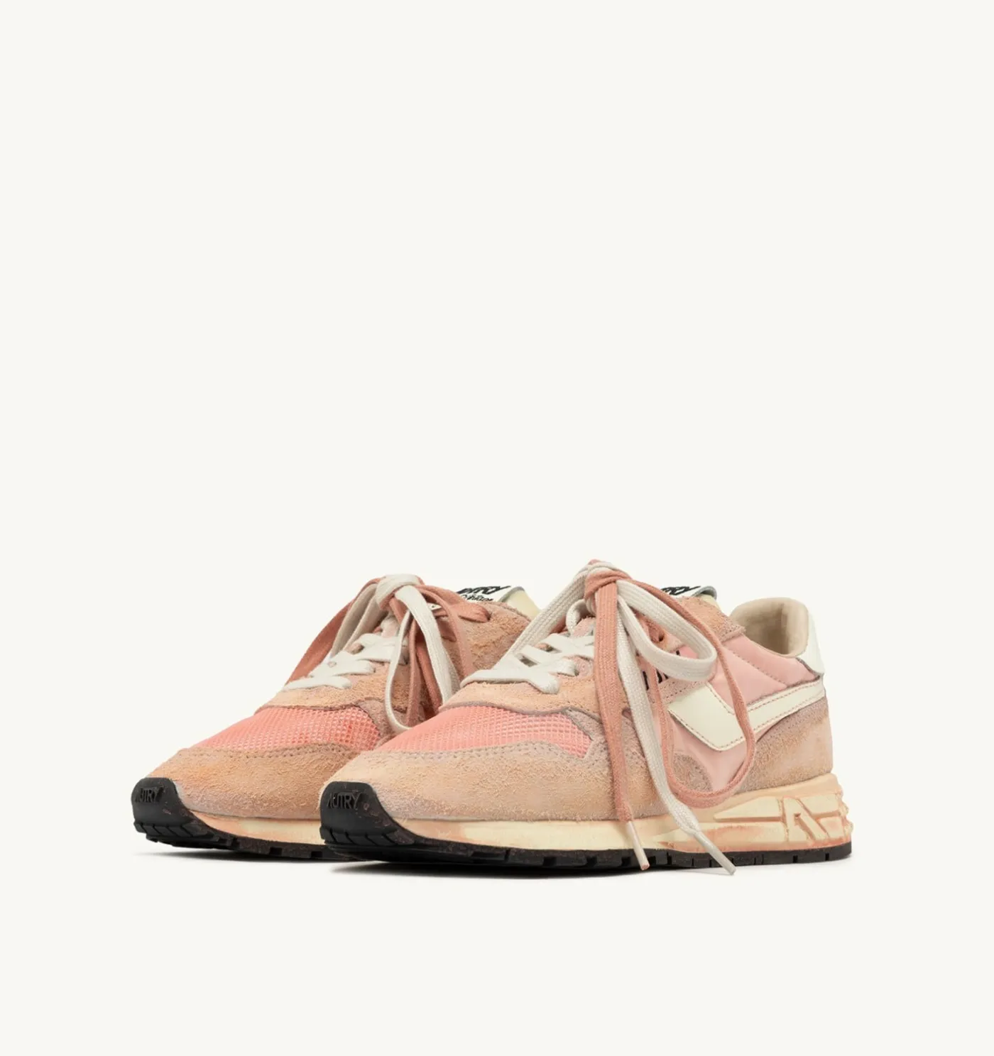 SNEAKERS REELWIND SUPER VINTAGE IN SUEDE E NYLON BIANCO E ROSA
