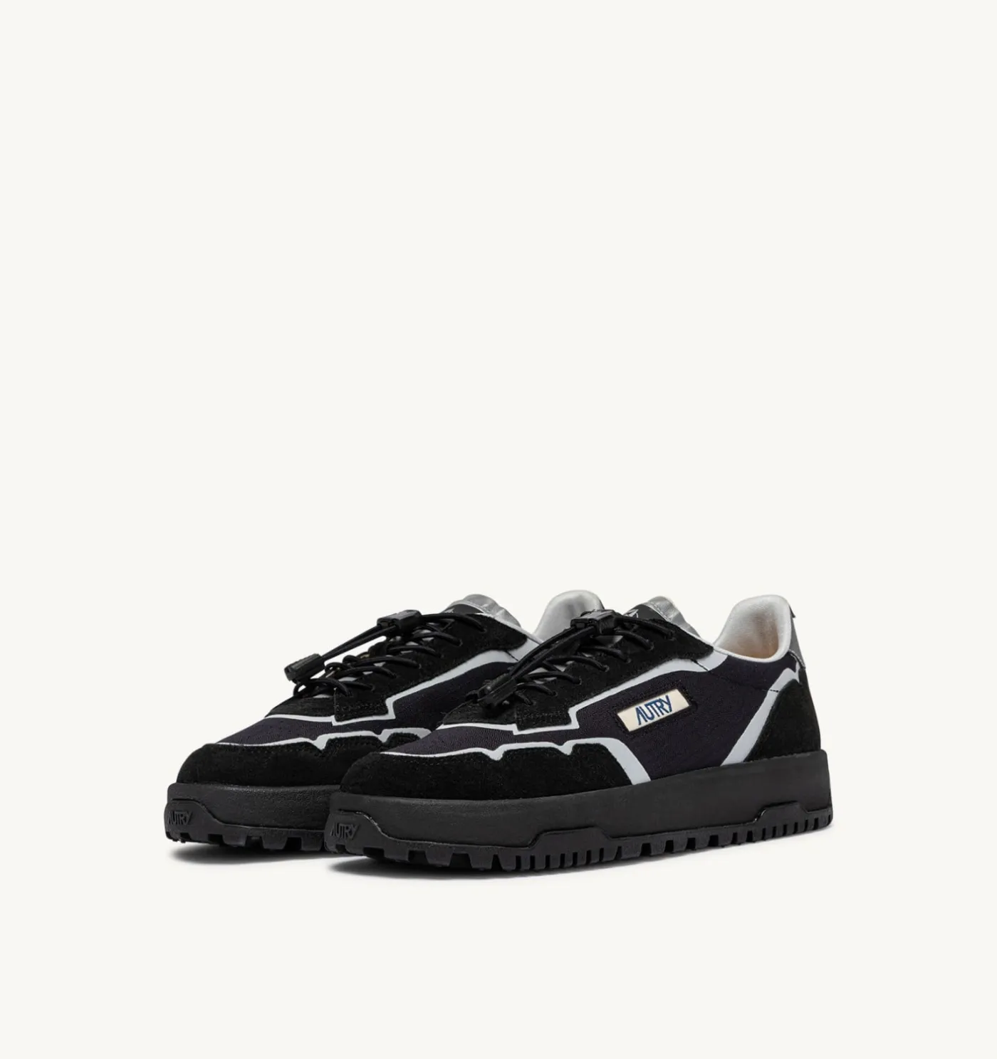 SNEAKERS WILDPACE LOW IN NYLON RIPSTOP E SUEDE NERO E ARGENTO