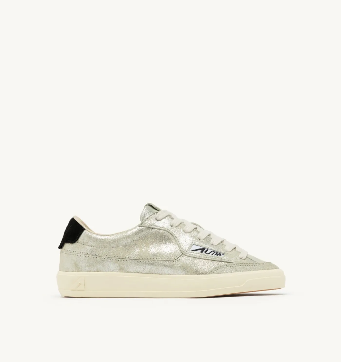 SNEAKERS WINDSCAPE LOW IN SUEDE LAMINATO ARGENTO E NERO