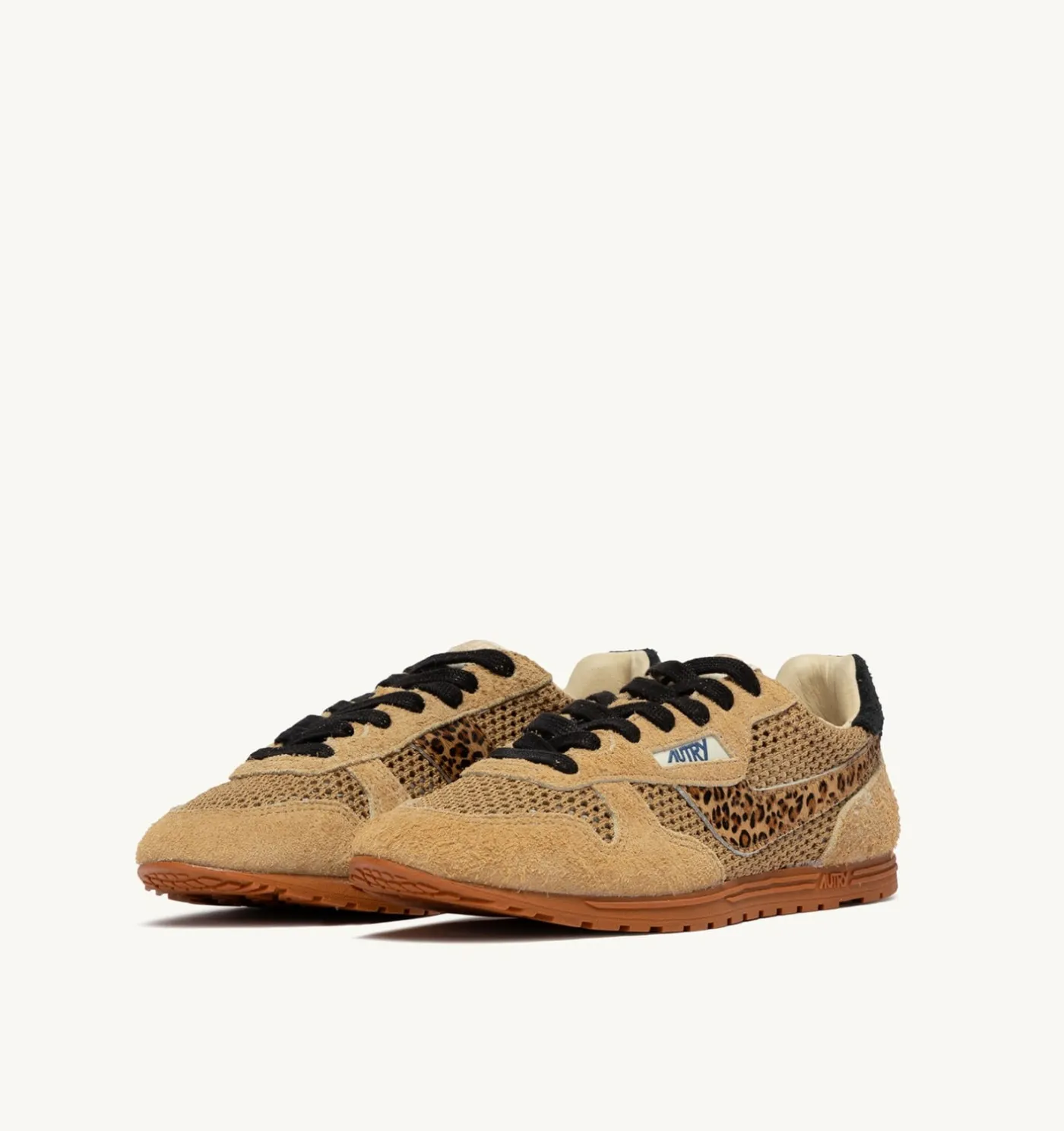 SNEAKERS WINDSPIN IN MESH E SUEDE TRENCH LEOPARD E NERO