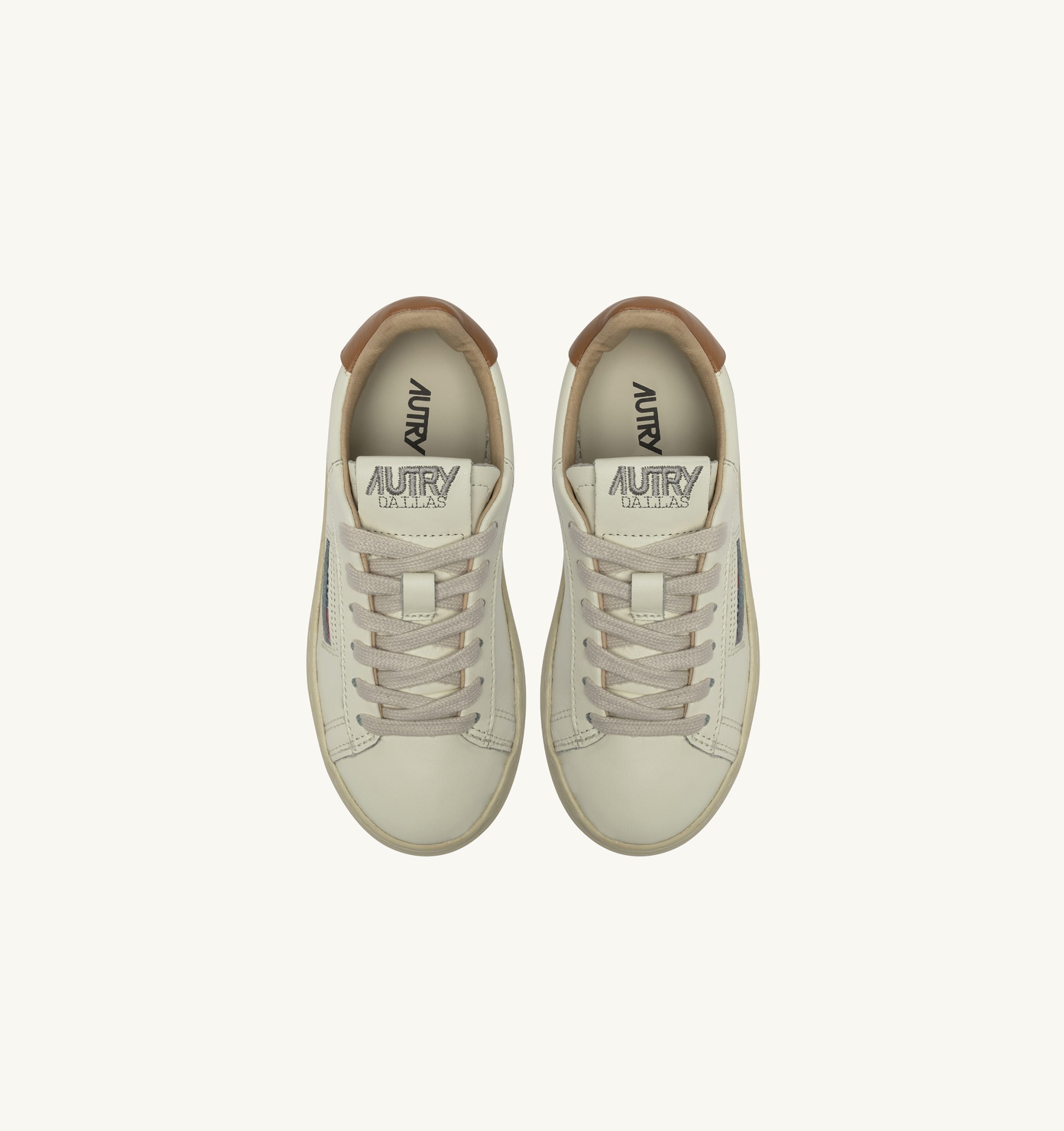 SNEAKERS DALLAS KIDS LOW IN PELLE MARSHMALLOW E BROWN SUGAR