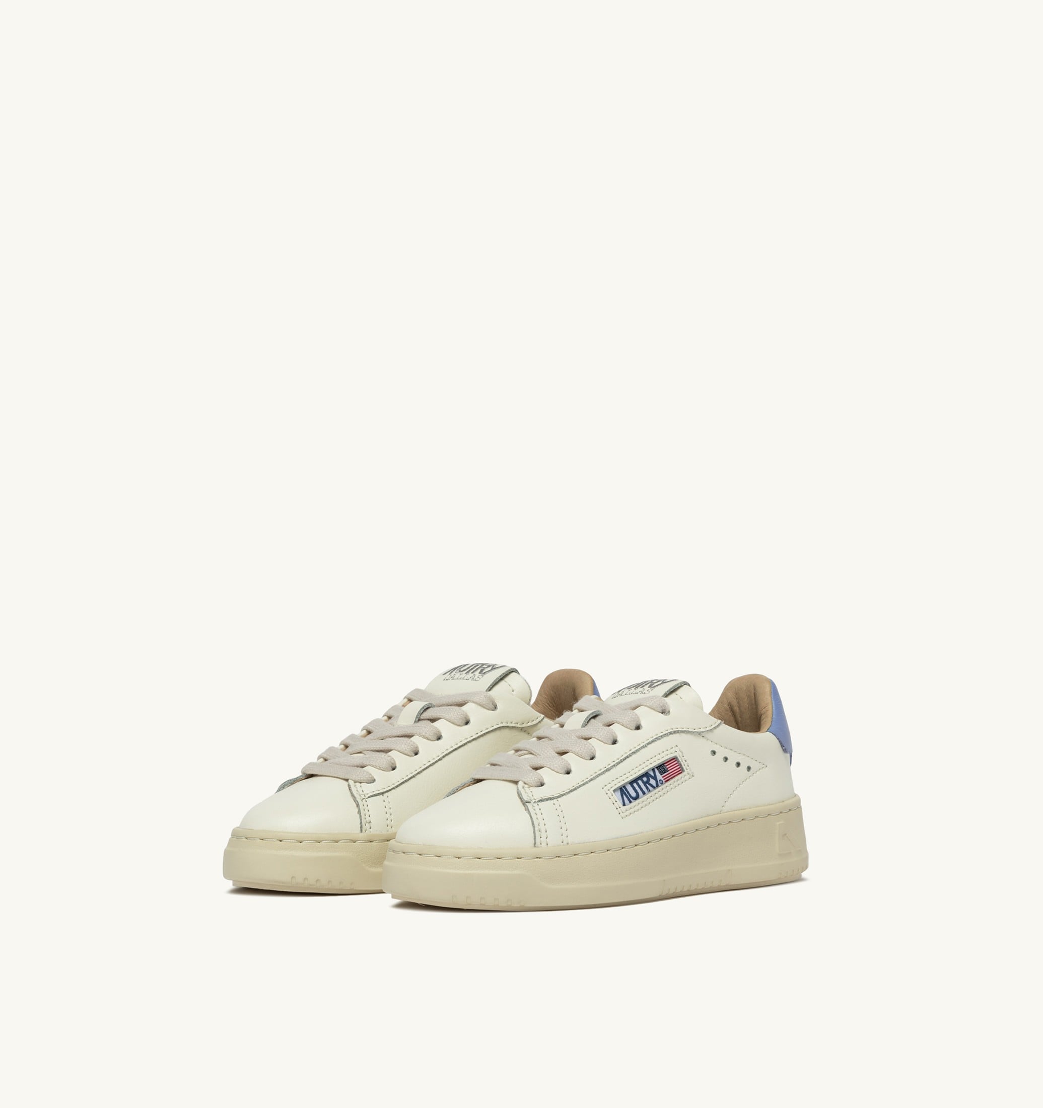 SNEAKERS DALLAS KIDS LOW IN PELLE MARSHMALLOW E DELLA ROBBIA BLUE