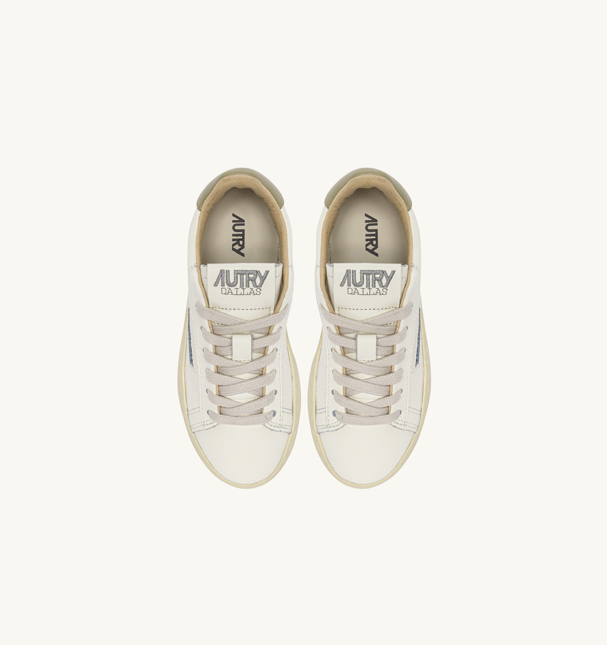 SNEAKERS DALLAS KIDS LOW IN PELLE MARSHMALLOW E GRAY GREEN