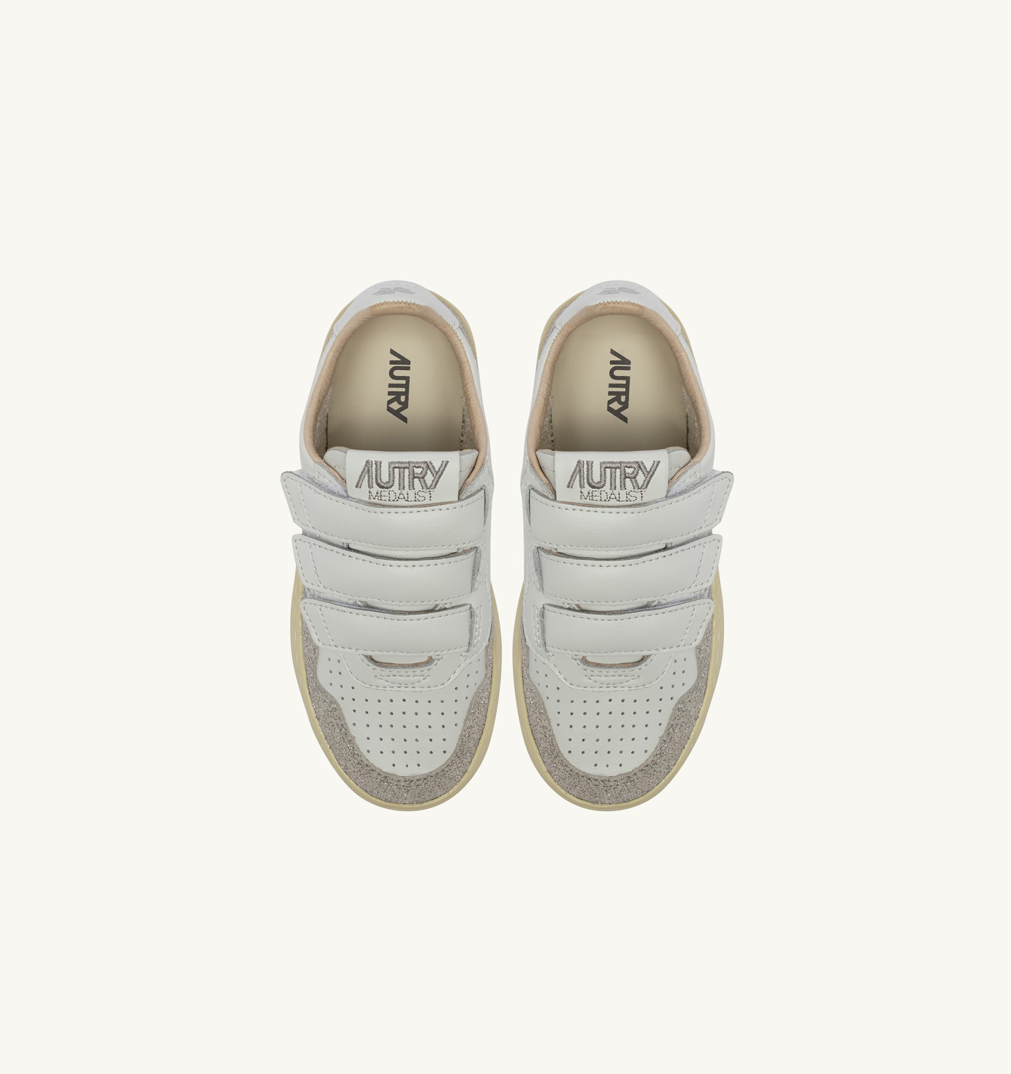 SNEAKERS MEDALIST KIDSTRIPES IN PELLE BIANCA E PELLE GLITTER GRIGIO