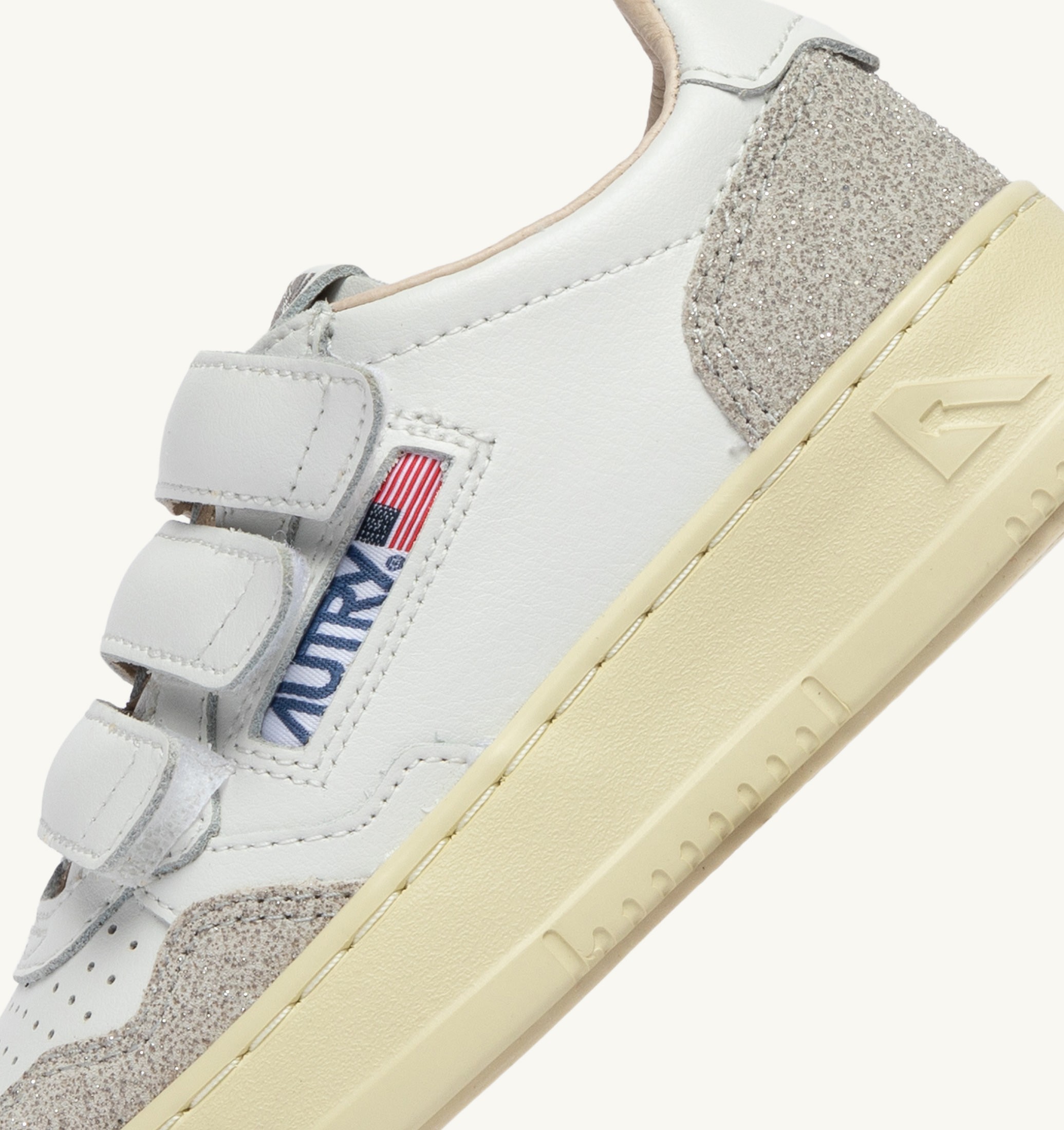 SNEAKERS MEDALIST KIDSTRIPES IN PELLE BIANCA E PELLE GLITTER GRIGIO