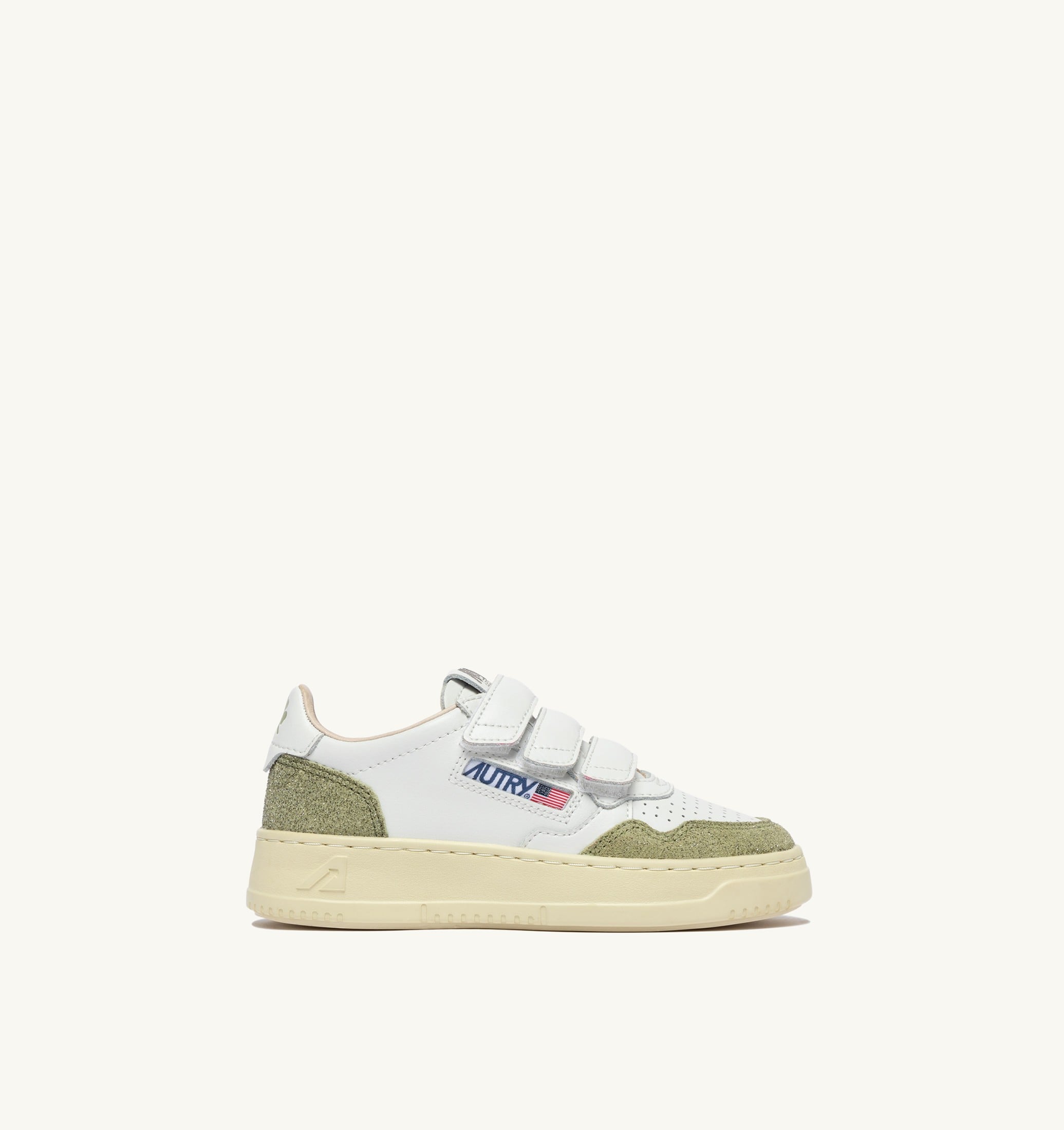 SNEAKERS MEDALIST KIDSTRIPES IN PELLE BIANCA E PELLE GLITTER SALVIA