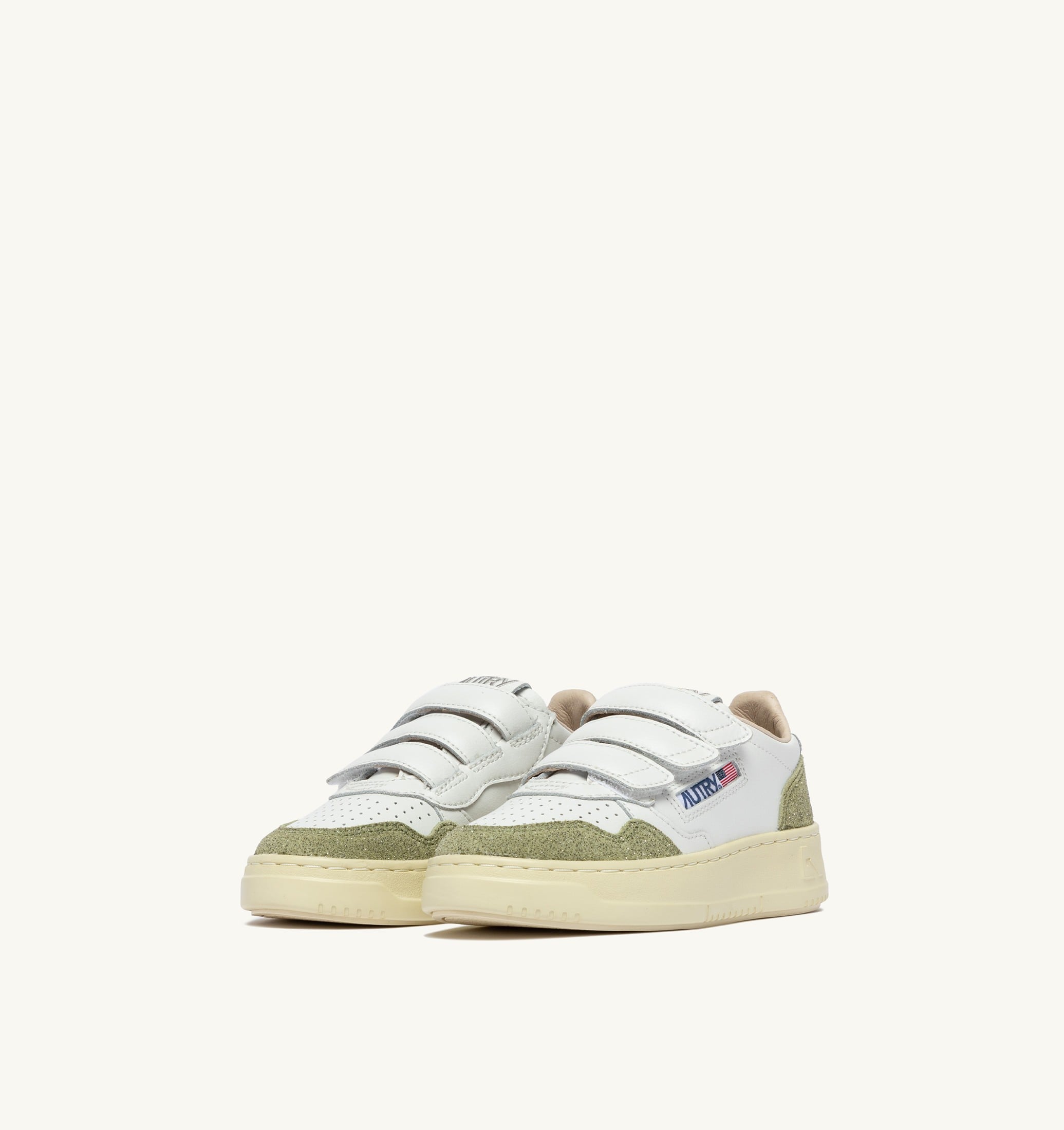 SNEAKERS MEDALIST KIDSTRIPES IN PELLE BIANCA E PELLE GLITTER SALVIA