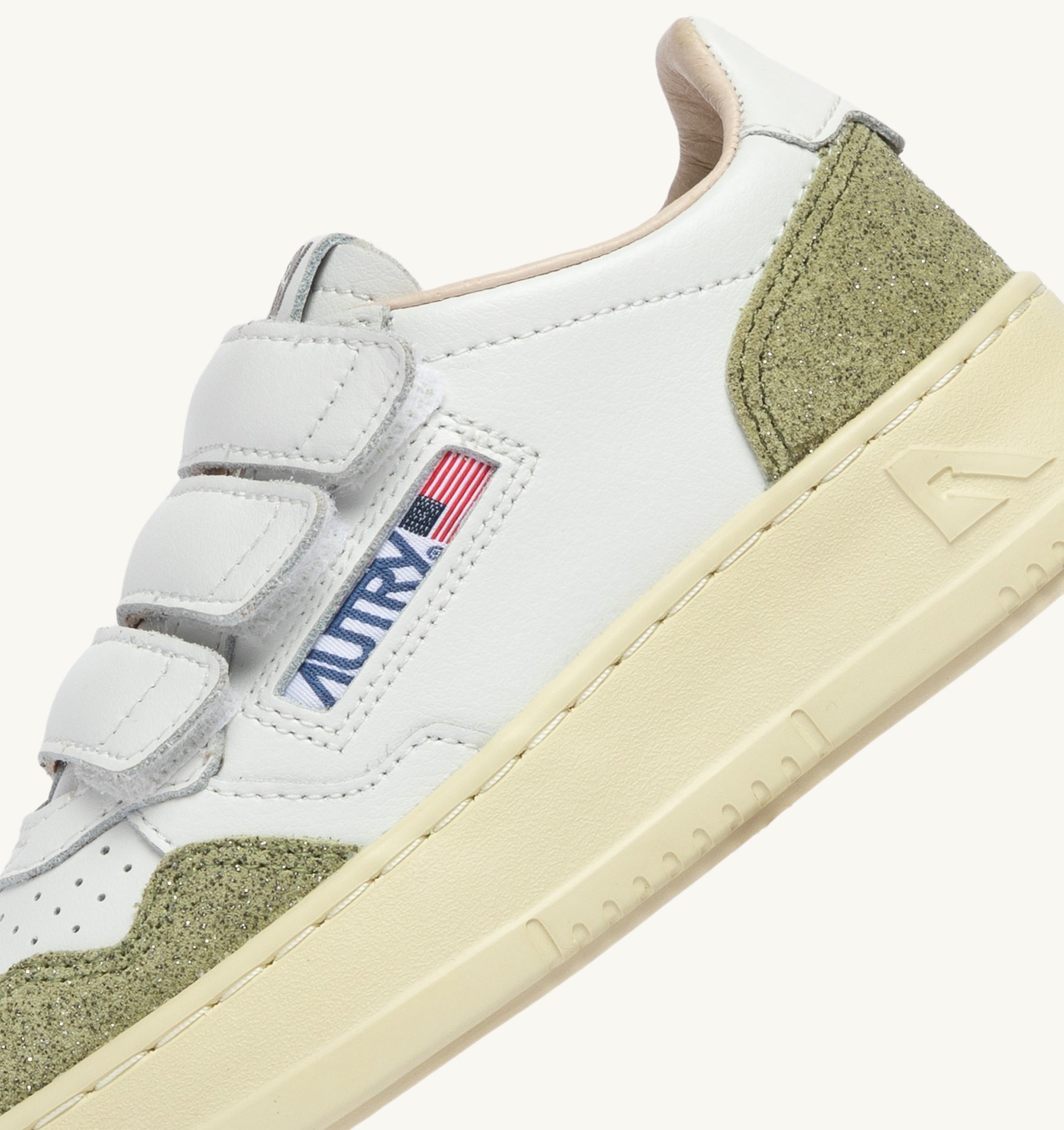 SNEAKERS MEDALIST KIDSTRIPES IN PELLE BIANCA E PELLE GLITTER SALVIA