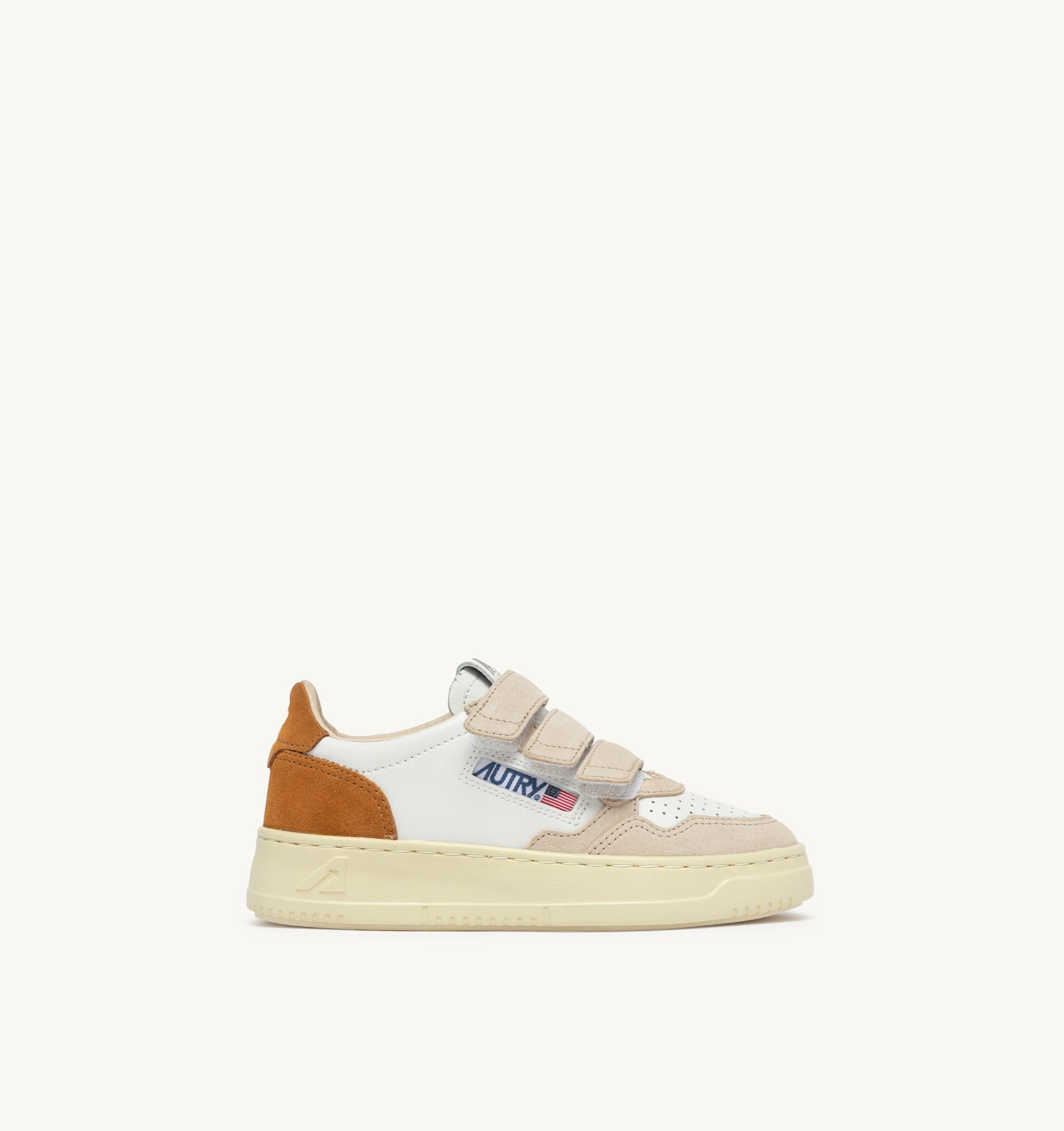SNEAKERS MEDALIST KIDSTRIPES IN PELLE BIANCA E SUEDE BROWN MUSCAT E SAND