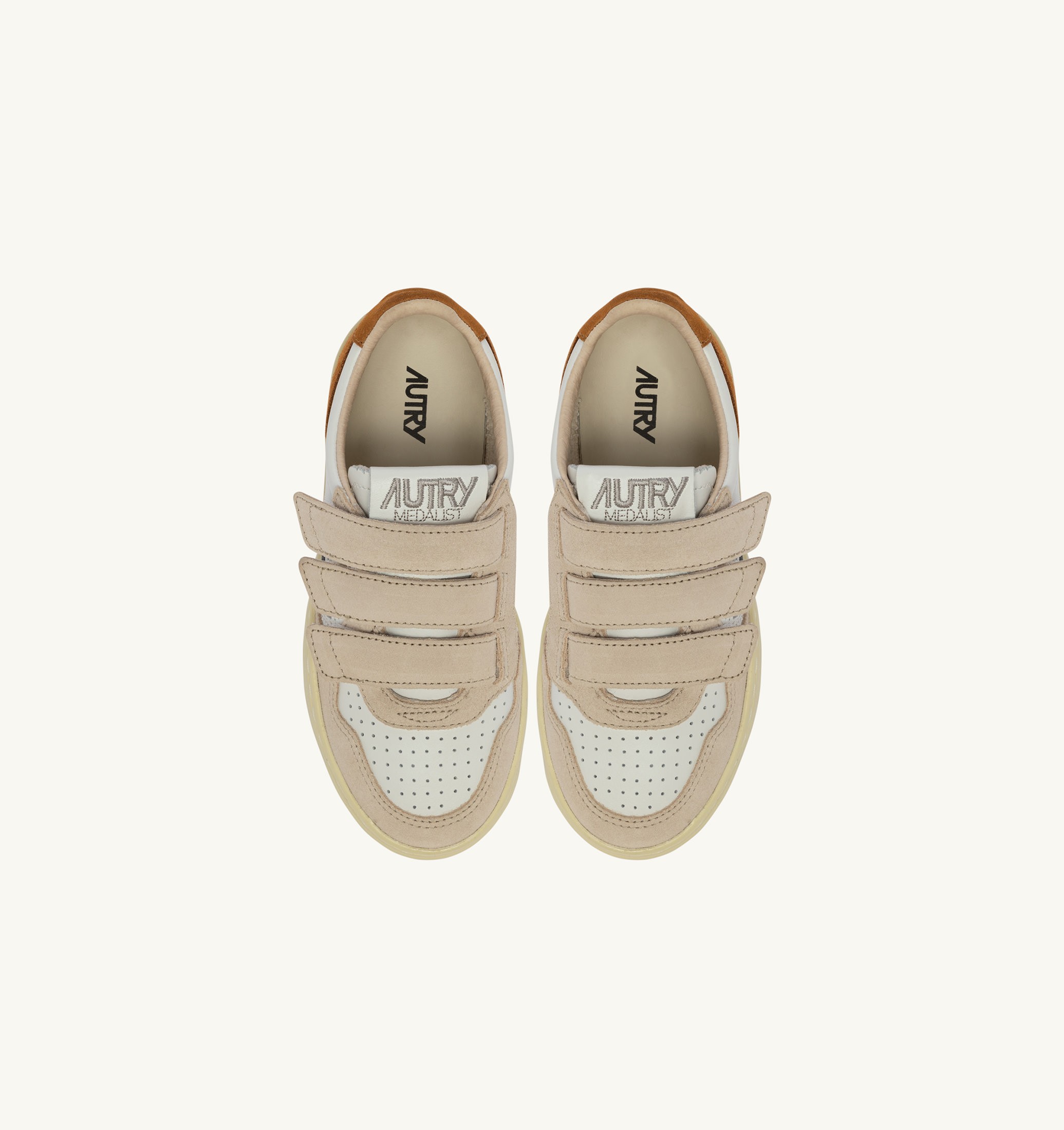 SNEAKERS MEDALIST KIDSTRIPES IN PELLE BIANCA E SUEDE BROWN MUSCAT E SAND