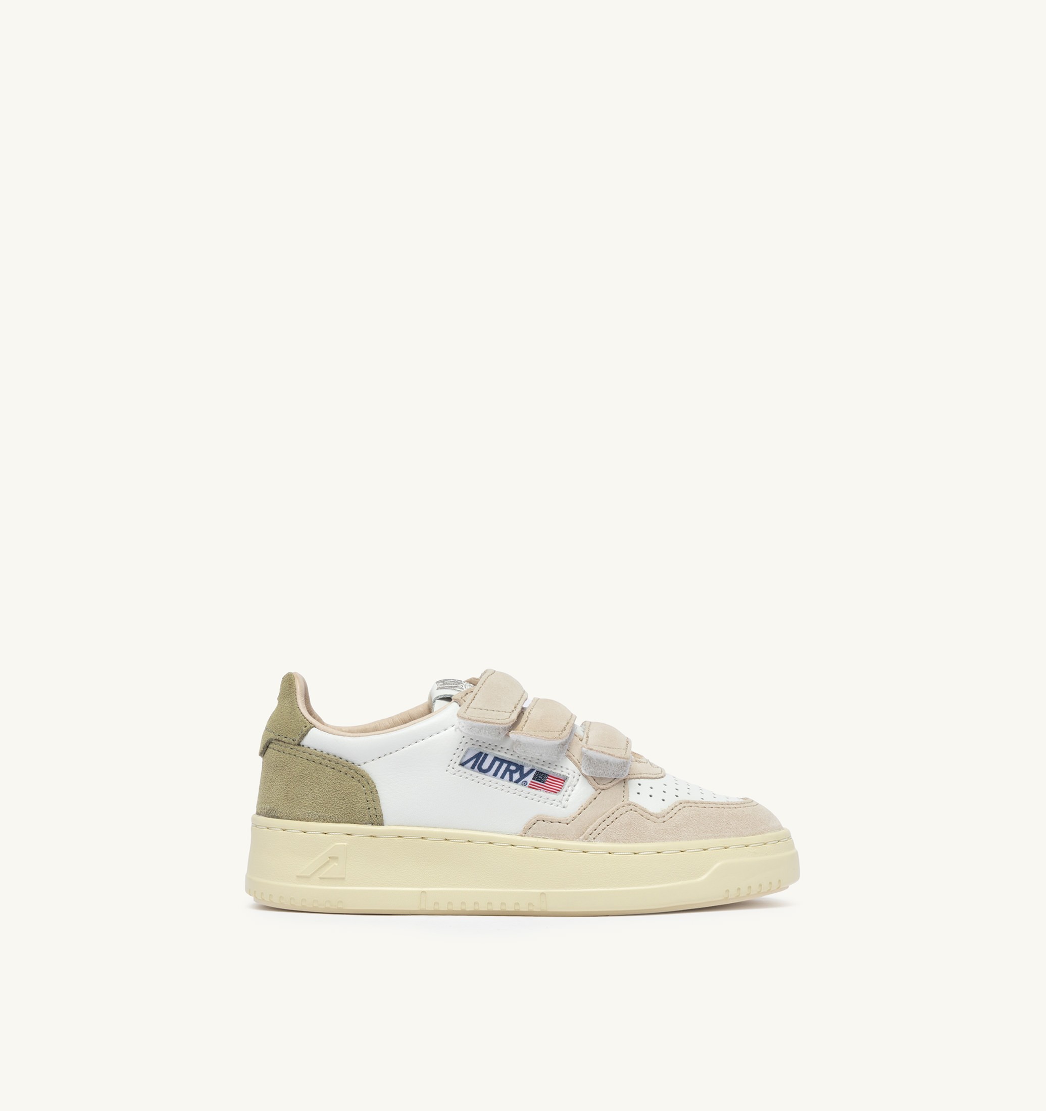 SNEAKERS MEDALIST KIDSTRIPES IN PELLE BIANCA E SUEDE VERDE E SAND