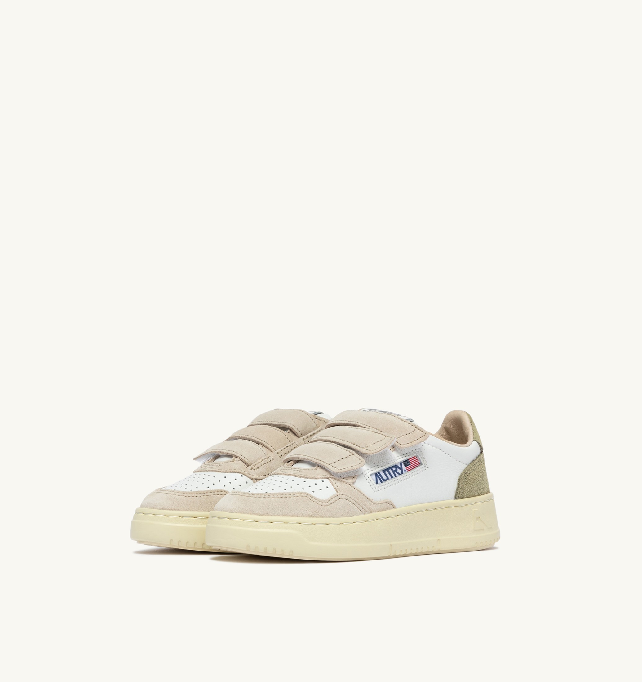 SNEAKERS MEDALIST KIDSTRIPES IN PELLE BIANCA E SUEDE VERDE E SAND