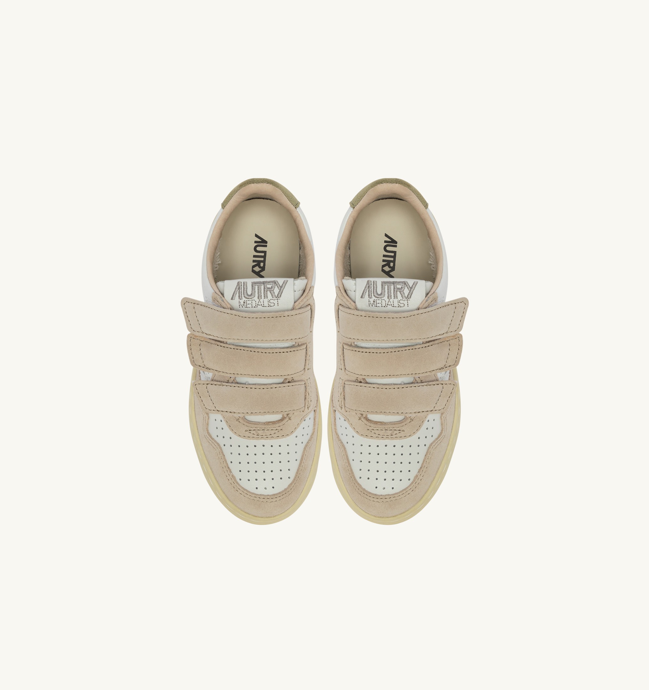 SNEAKERS MEDALIST KIDSTRIPES IN PELLE BIANCA E SUEDE VERDE E SAND