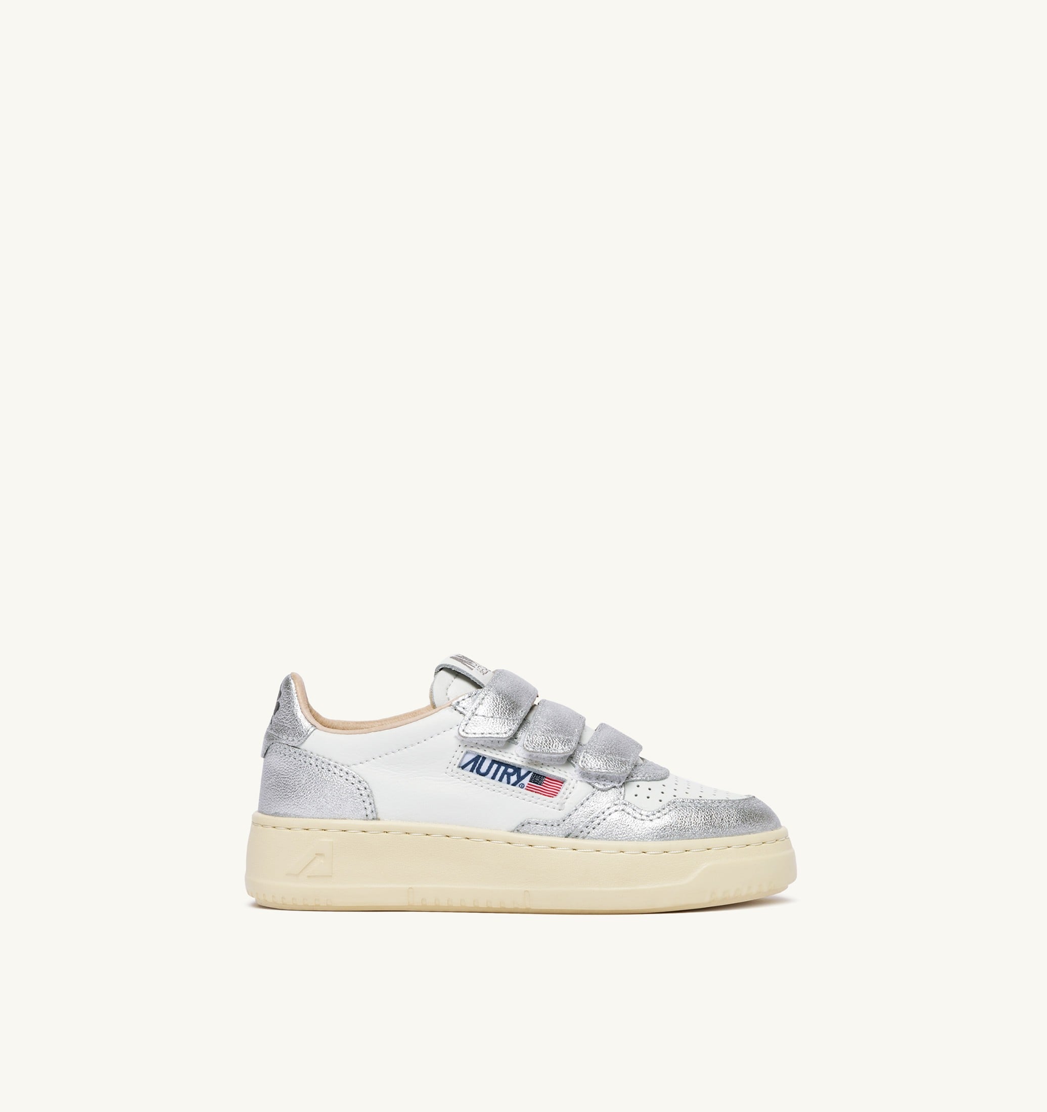 SNEAKERS MEDALIST KIDSTRIPES LOW BICOLOR IN PELLE BIANCA E ARGENTO