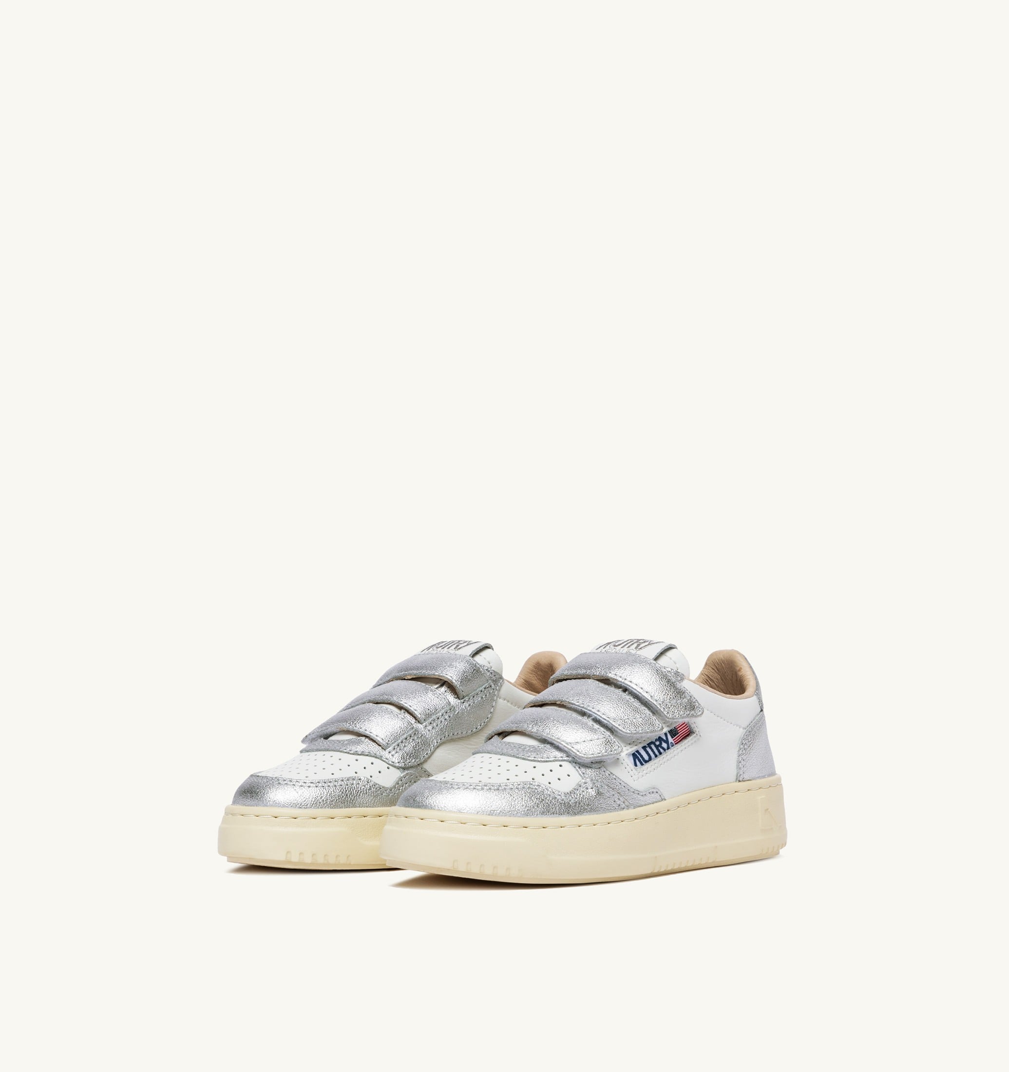 SNEAKERS MEDALIST KIDSTRIPES LOW BICOLOR IN PELLE BIANCA E ARGENTO