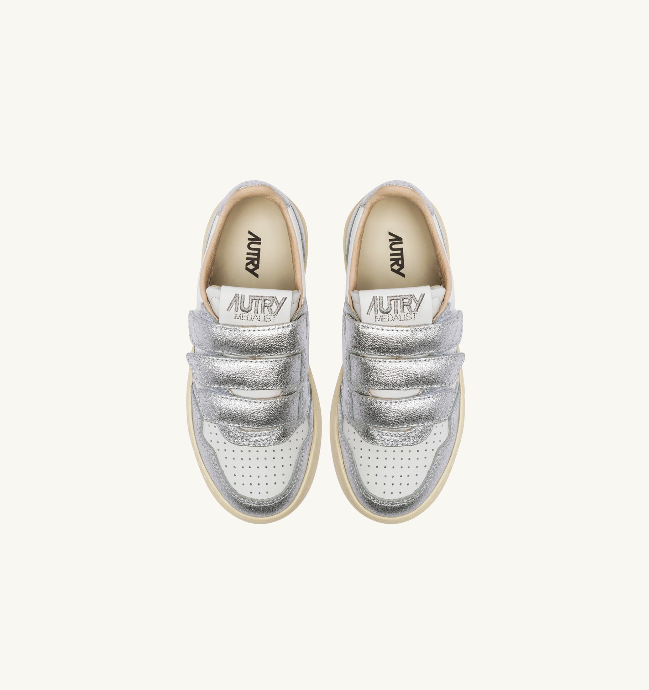 SNEAKERS MEDALIST KIDSTRIPES LOW BICOLOR IN PELLE BIANCA E ARGENTO