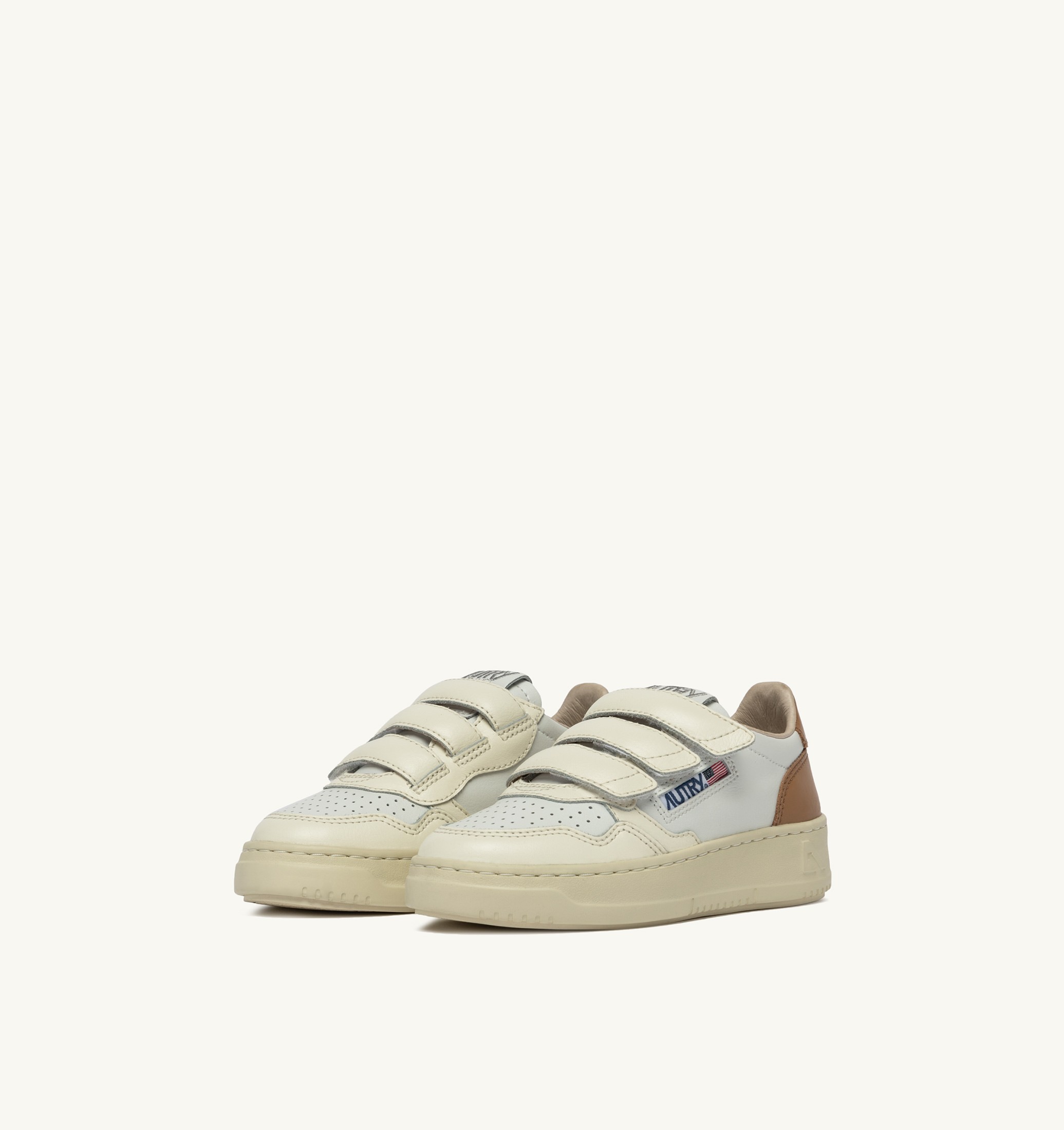 SNEAKERS MEDALIST KIDSTRIPES LOW IN PELLE WHISPER WHITE AVORIO E BROWN SUGAR