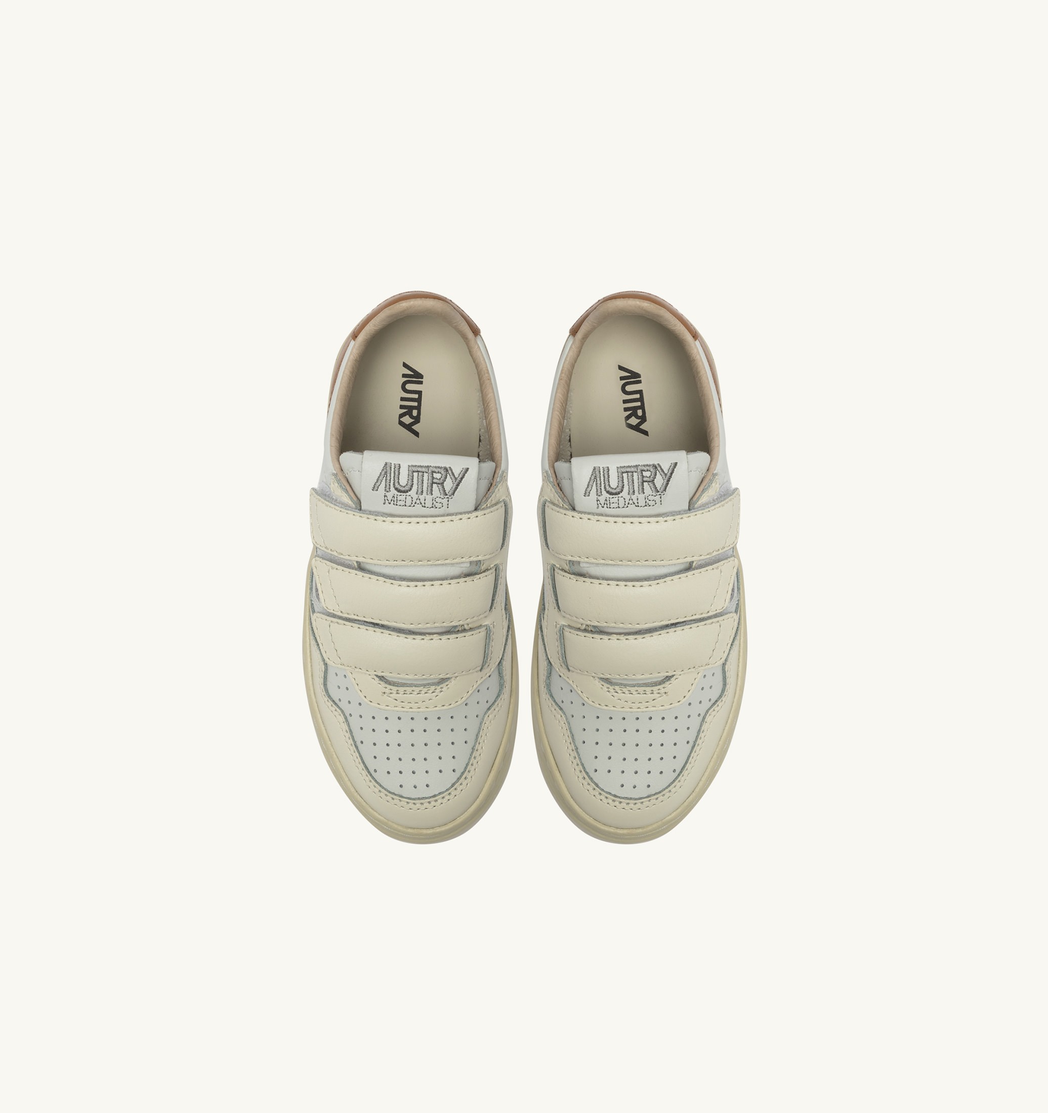 SNEAKERS MEDALIST KIDSTRIPES LOW IN PELLE WHISPER WHITE AVORIO E BROWN SUGAR