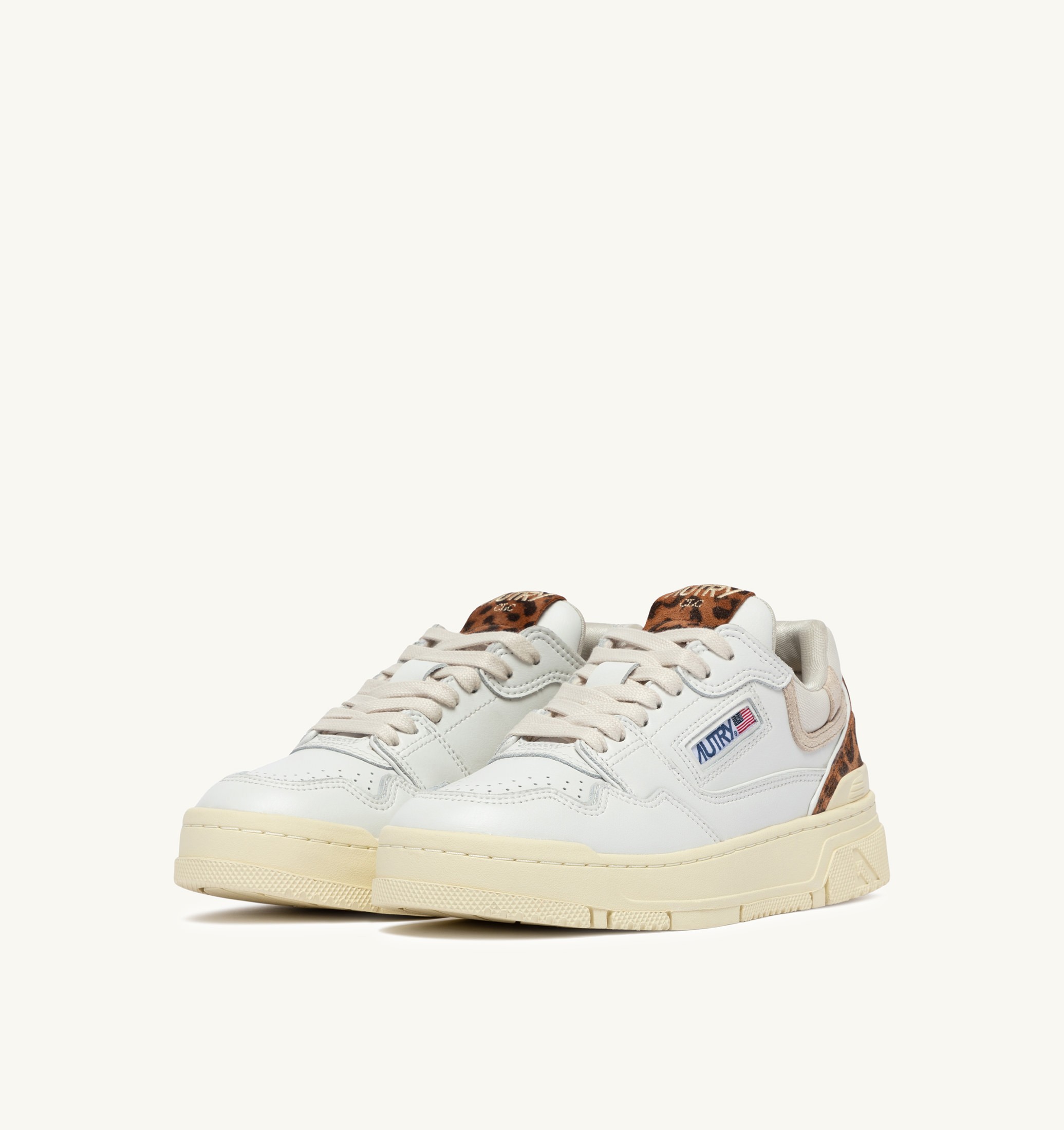 SNEAKERS CLC LOW IN PELLE BIANCA E LEOPARD