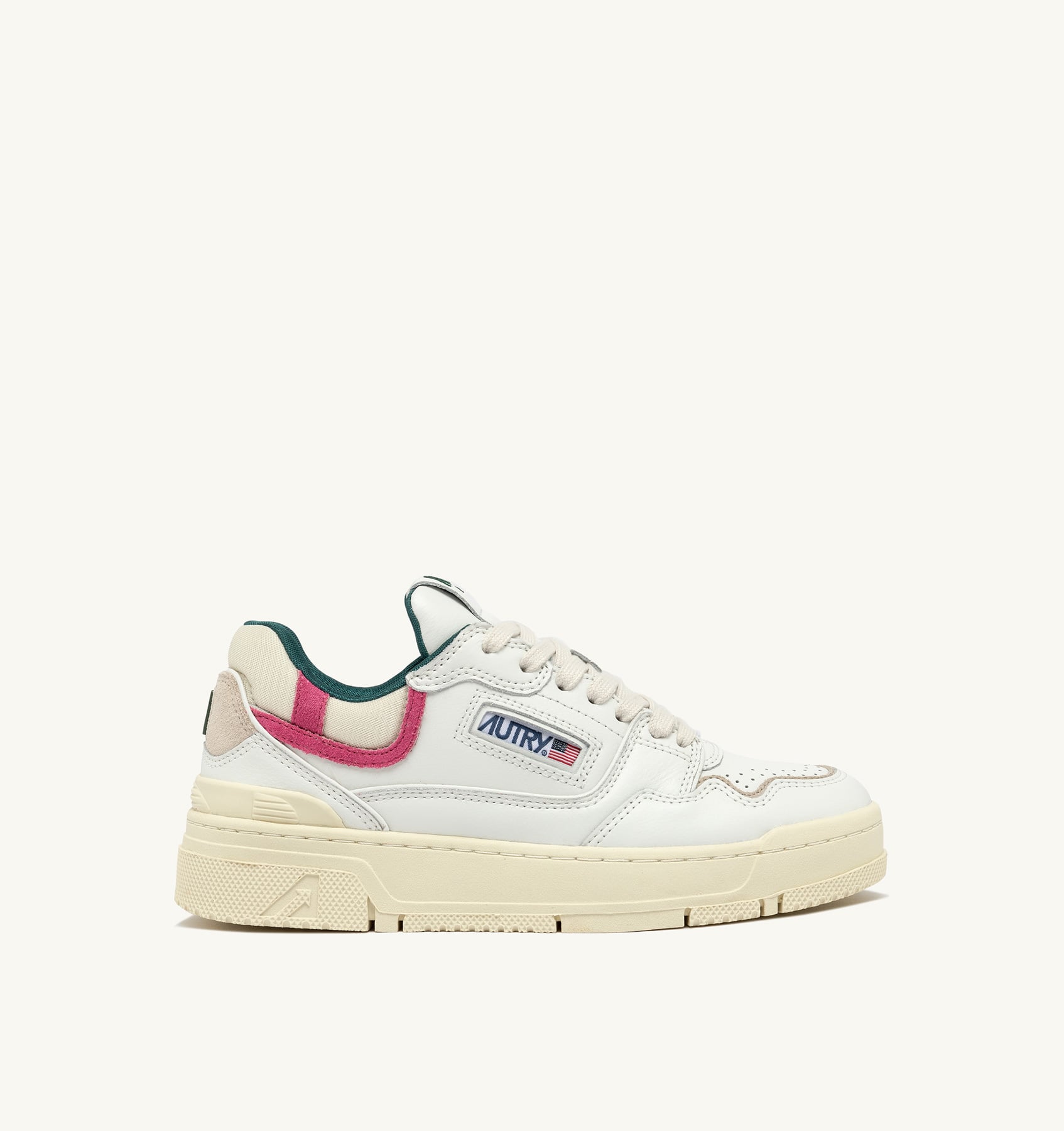 SNEAKERS CLC LOW IN PELLE BIANCA E SUEDE CARMINE ROSE