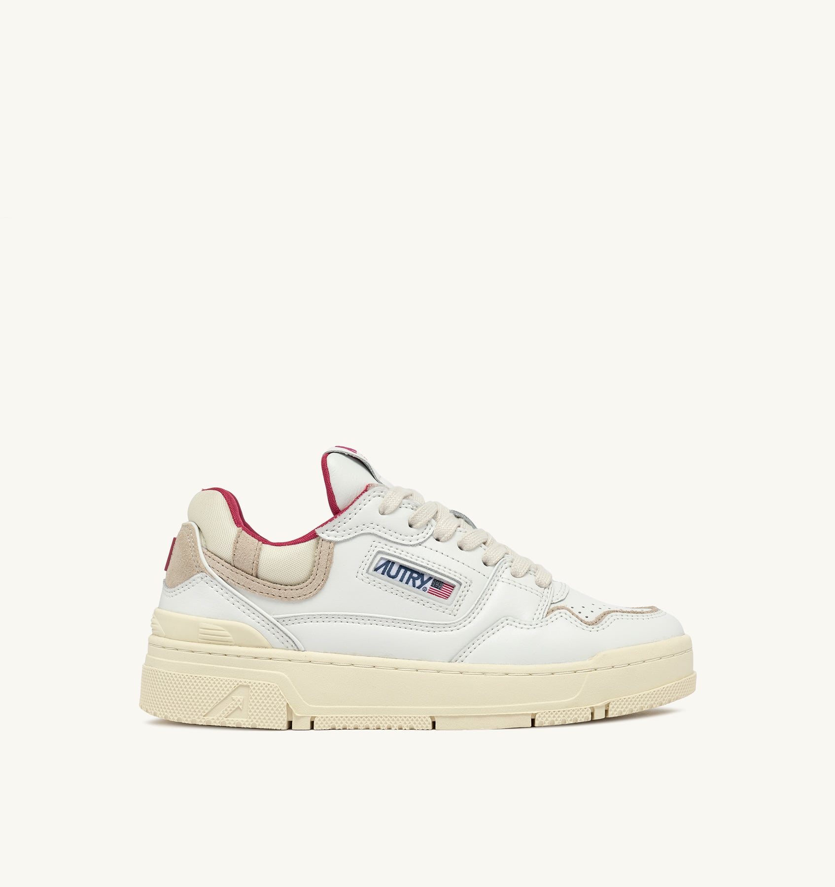 SNEAKERS CLC LOW IN PELLE BIANCA E SUEDE SAND