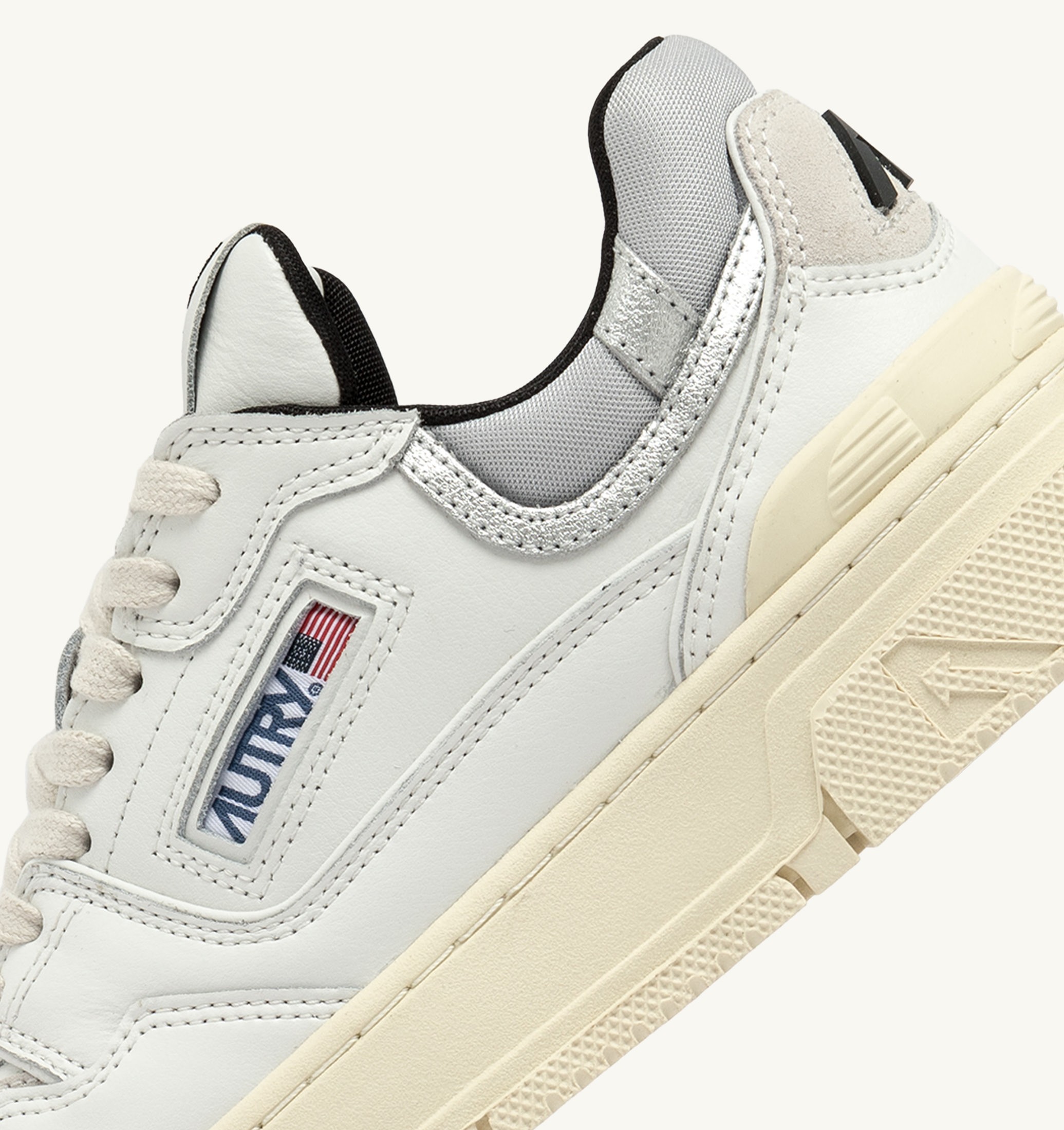 SNEAKERS CLC LOW IN PELLE BIANCA E SUEDE SILVER
