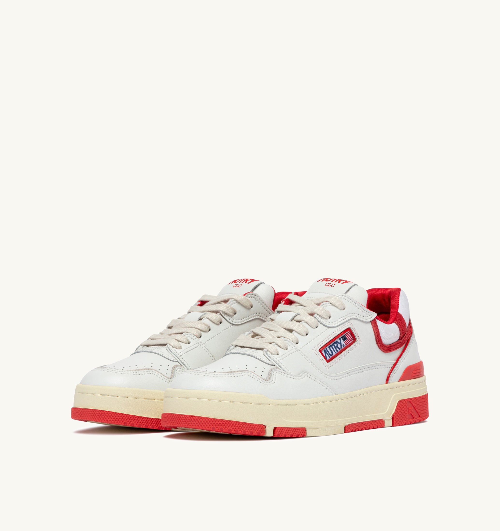 SNEAKERS CLC LOW IN PELLE BIANCA E VIRGIN RED