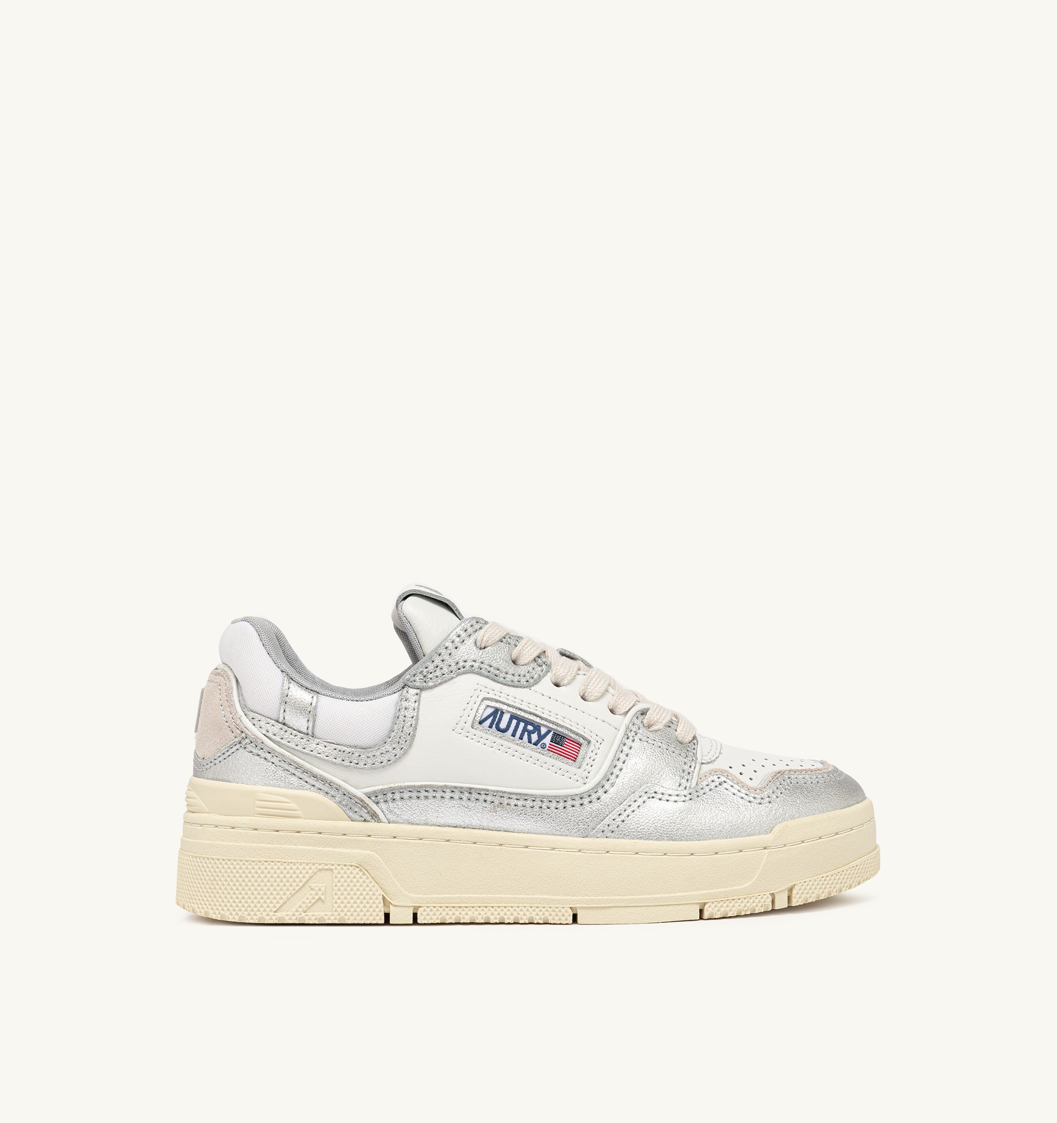 SNEAKERS CLC LOW IN PELLE COLORE ARGENTO