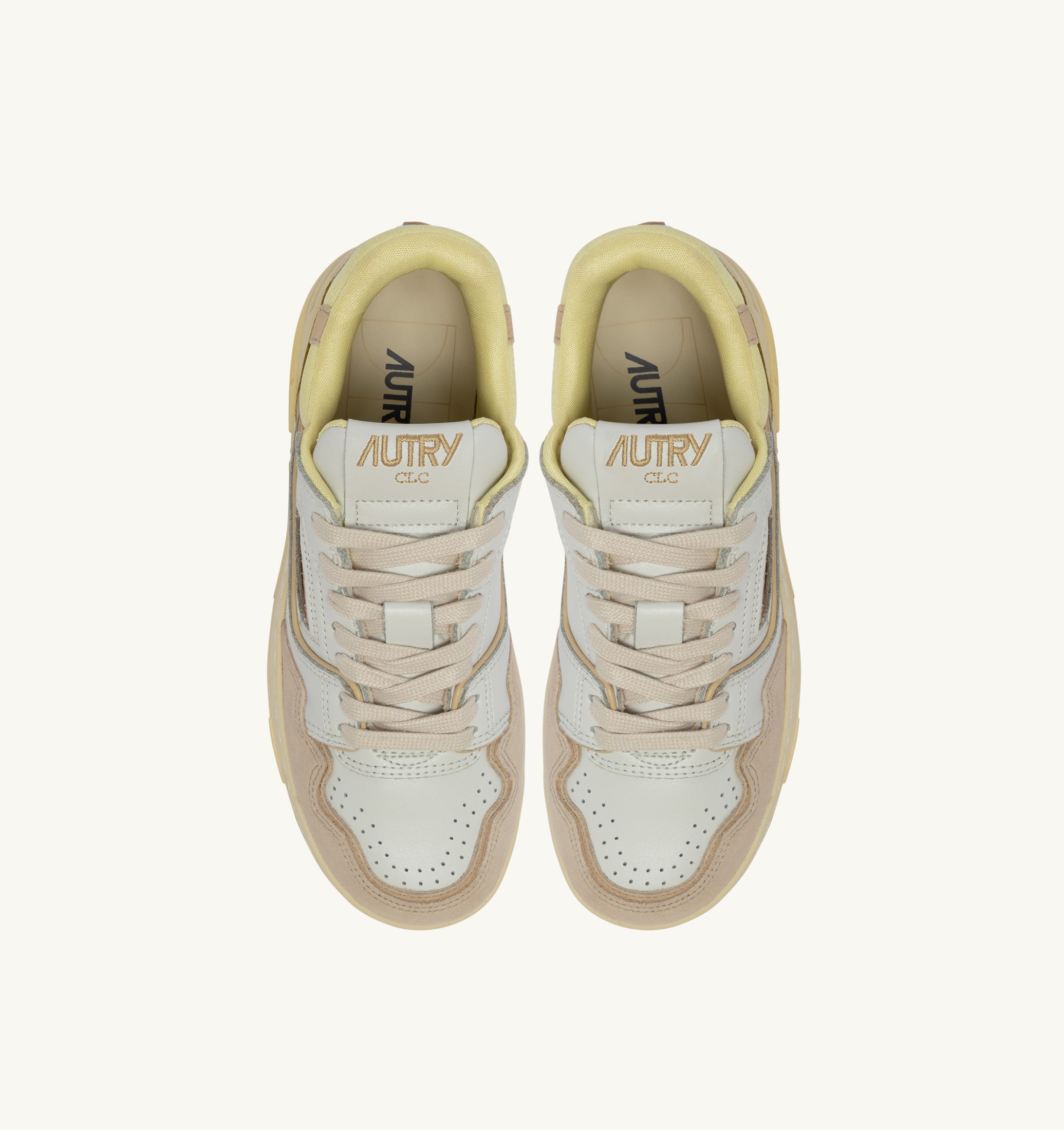 SNEAKERS CLC LOW IN PELLE E SUEDE BIANCO BOULDER E LEMON MERINGUE