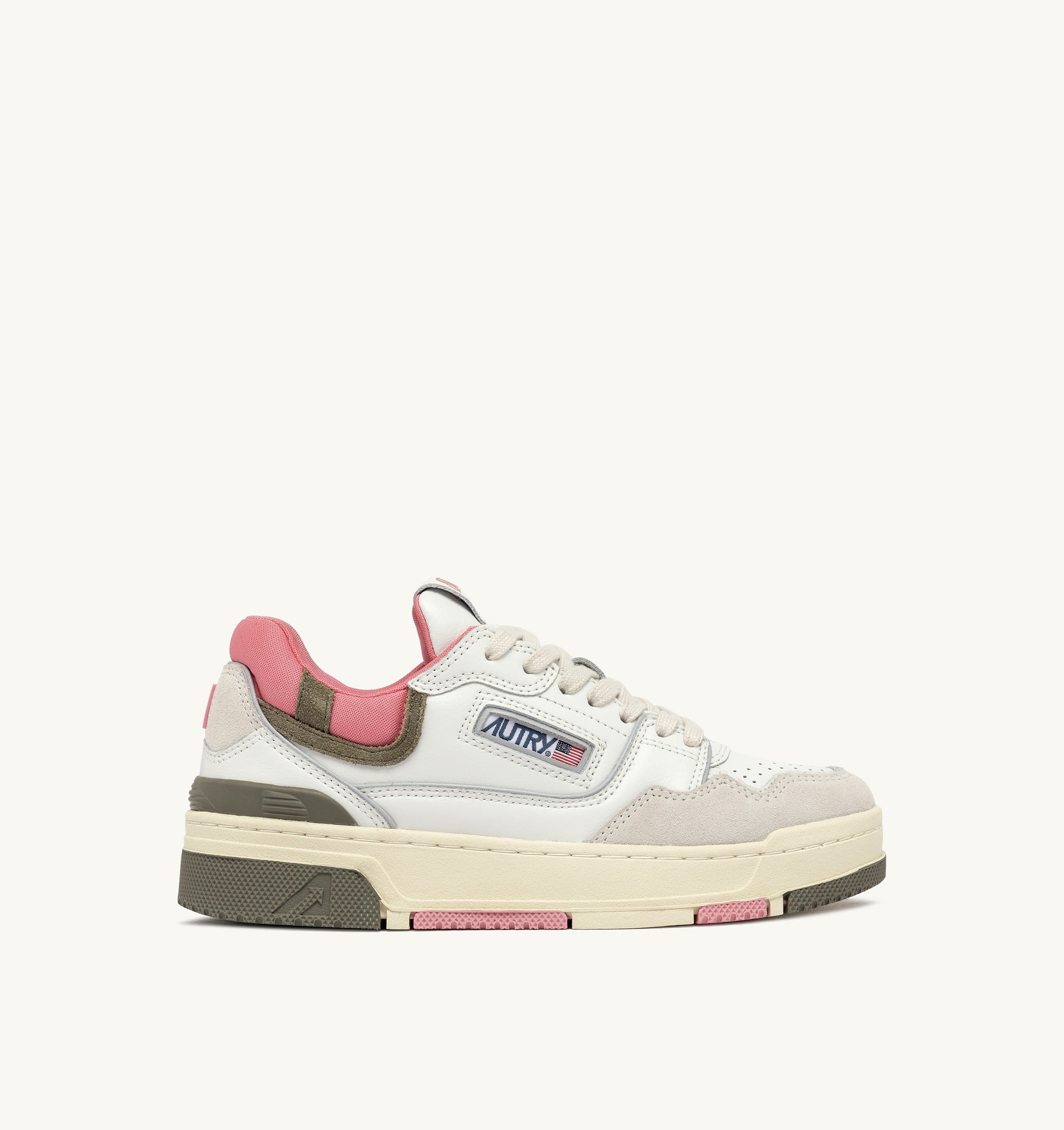 SNEAKERS CLC LOW IN PELLE E SUEDE COLORE BIANCO E GERANIUM