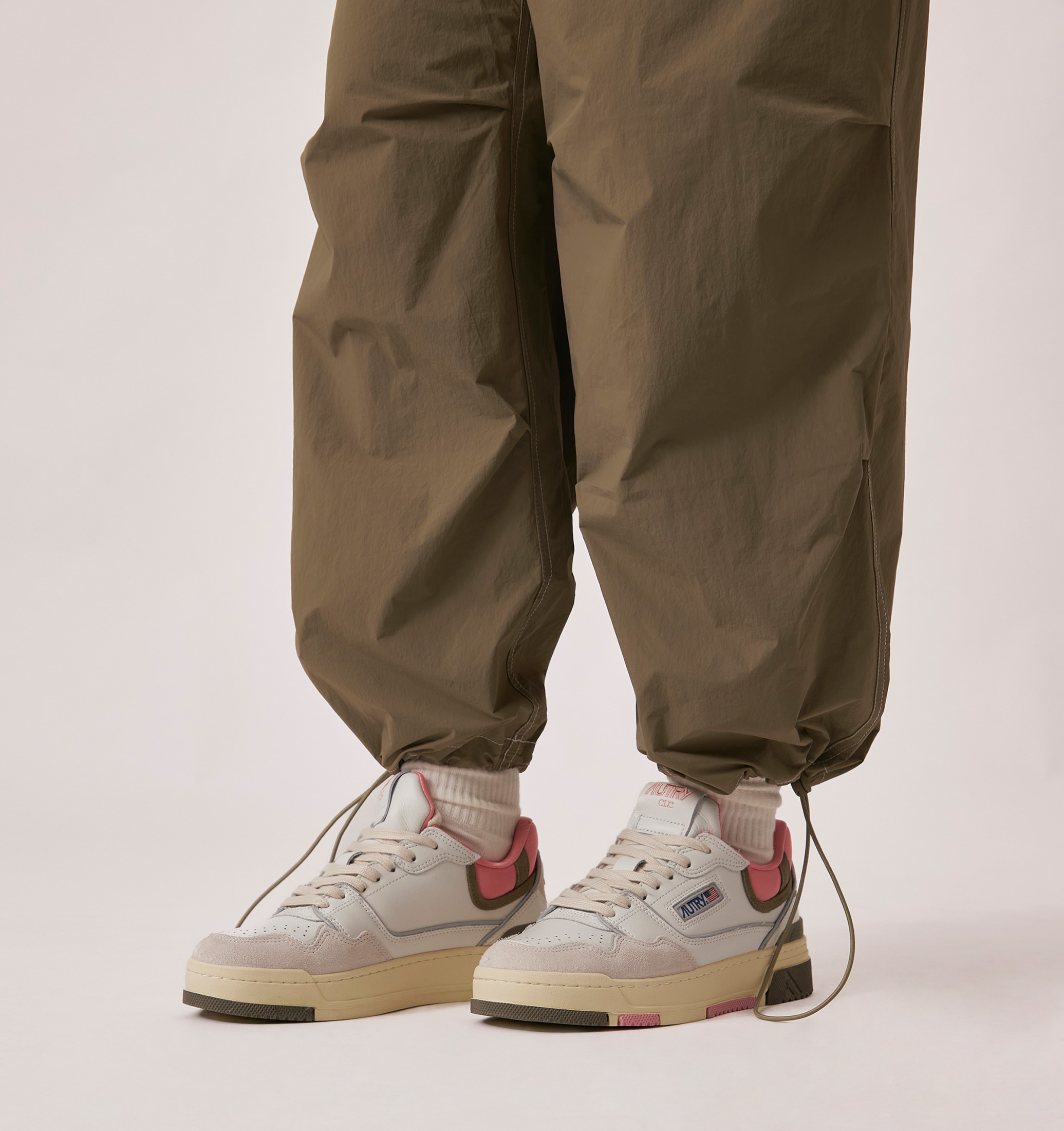 SNEAKERS CLC LOW IN PELLE E SUEDE COLORE BIANCO E GERANIUM