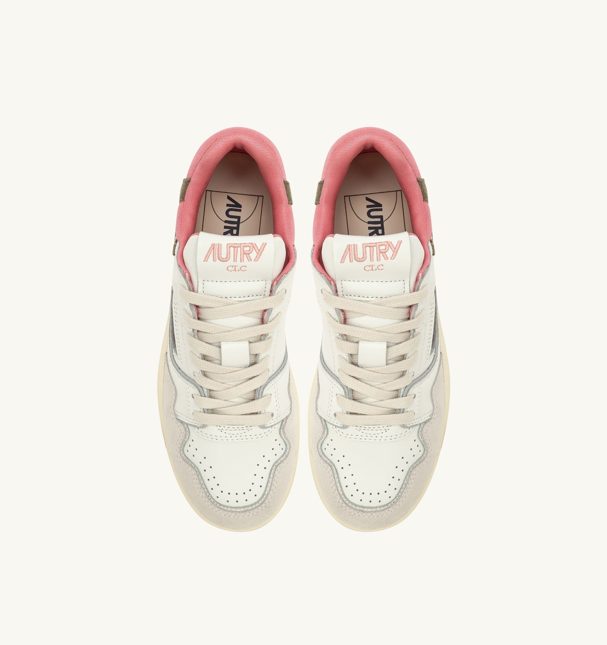 SNEAKERS CLC LOW IN PELLE E SUEDE COLORE BIANCO E GERANIUM