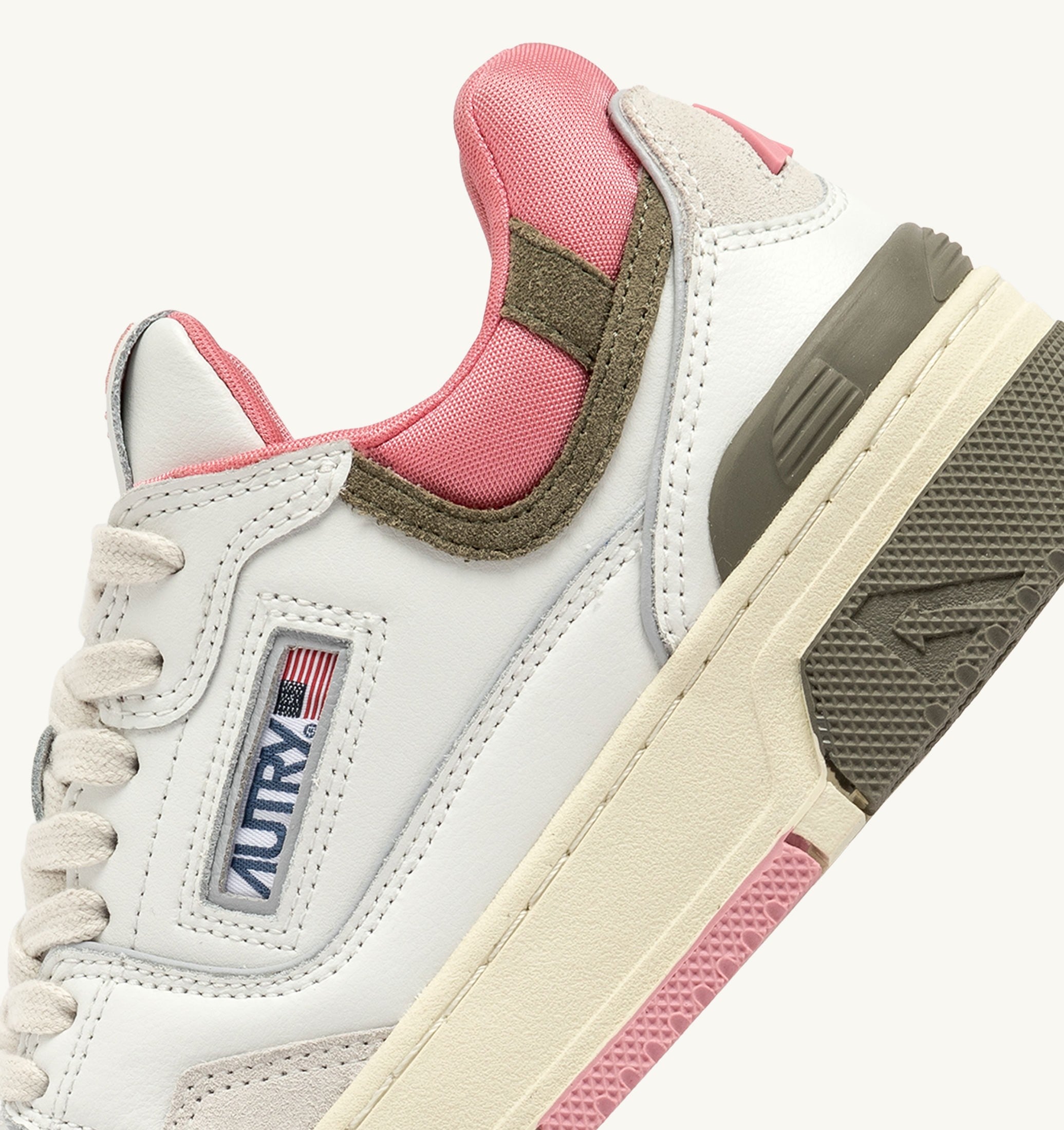 SNEAKERS CLC LOW IN PELLE E SUEDE COLORE BIANCO E GERANIUM