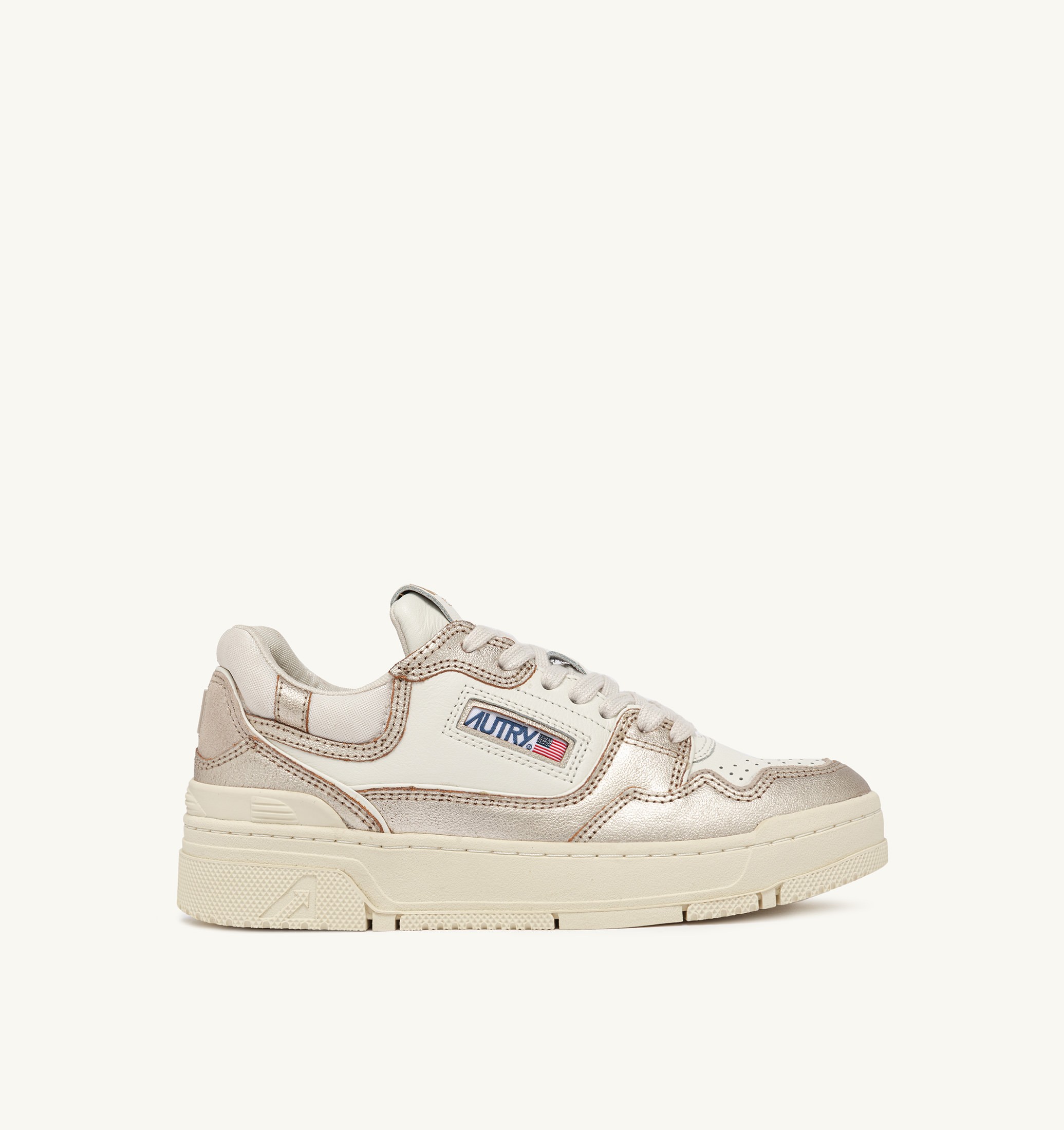 SNEAKERS CLC LOW IN PELLE E SUEDE PLATINO