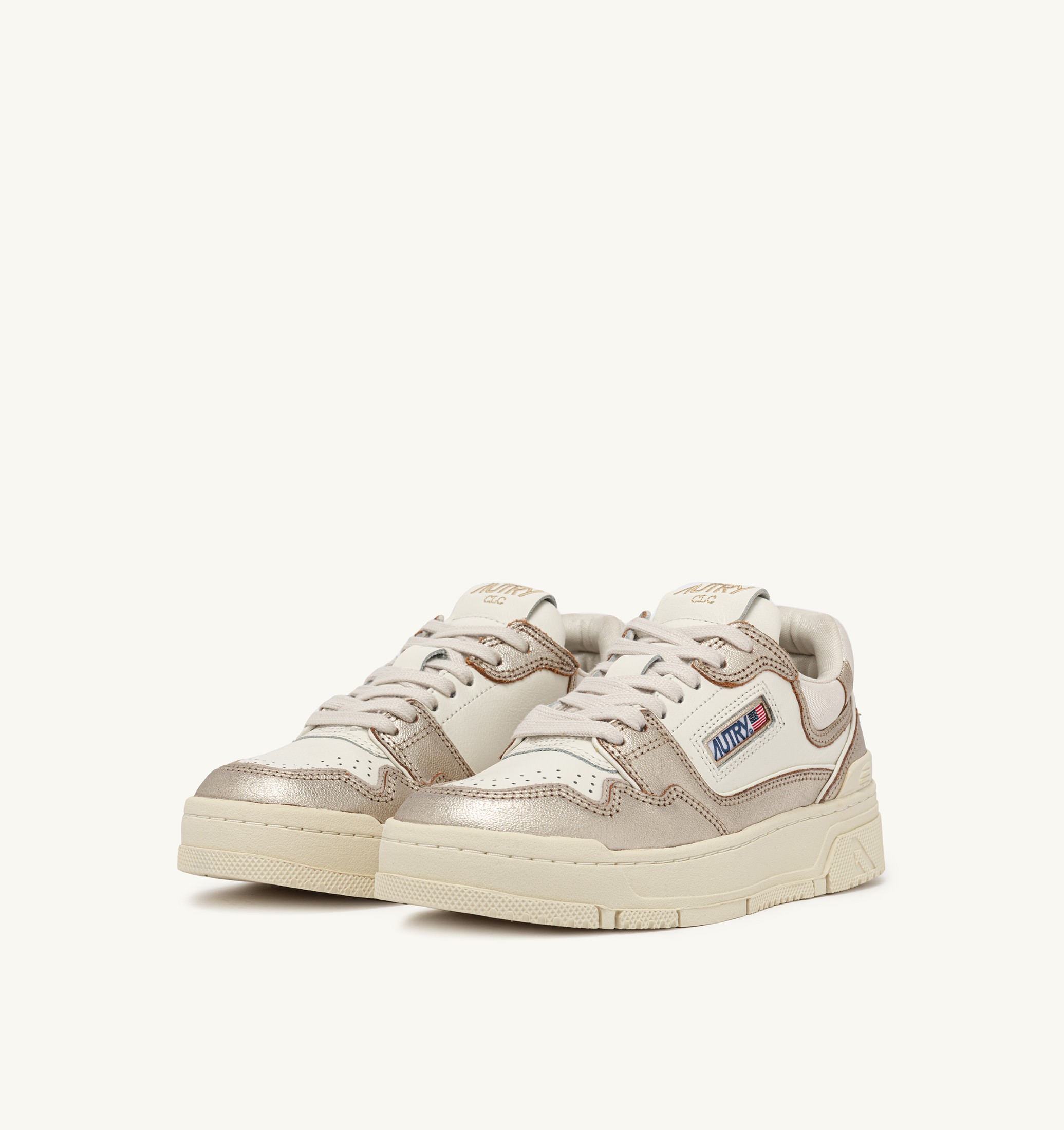 SNEAKERS CLC LOW IN PELLE E SUEDE PLATINO