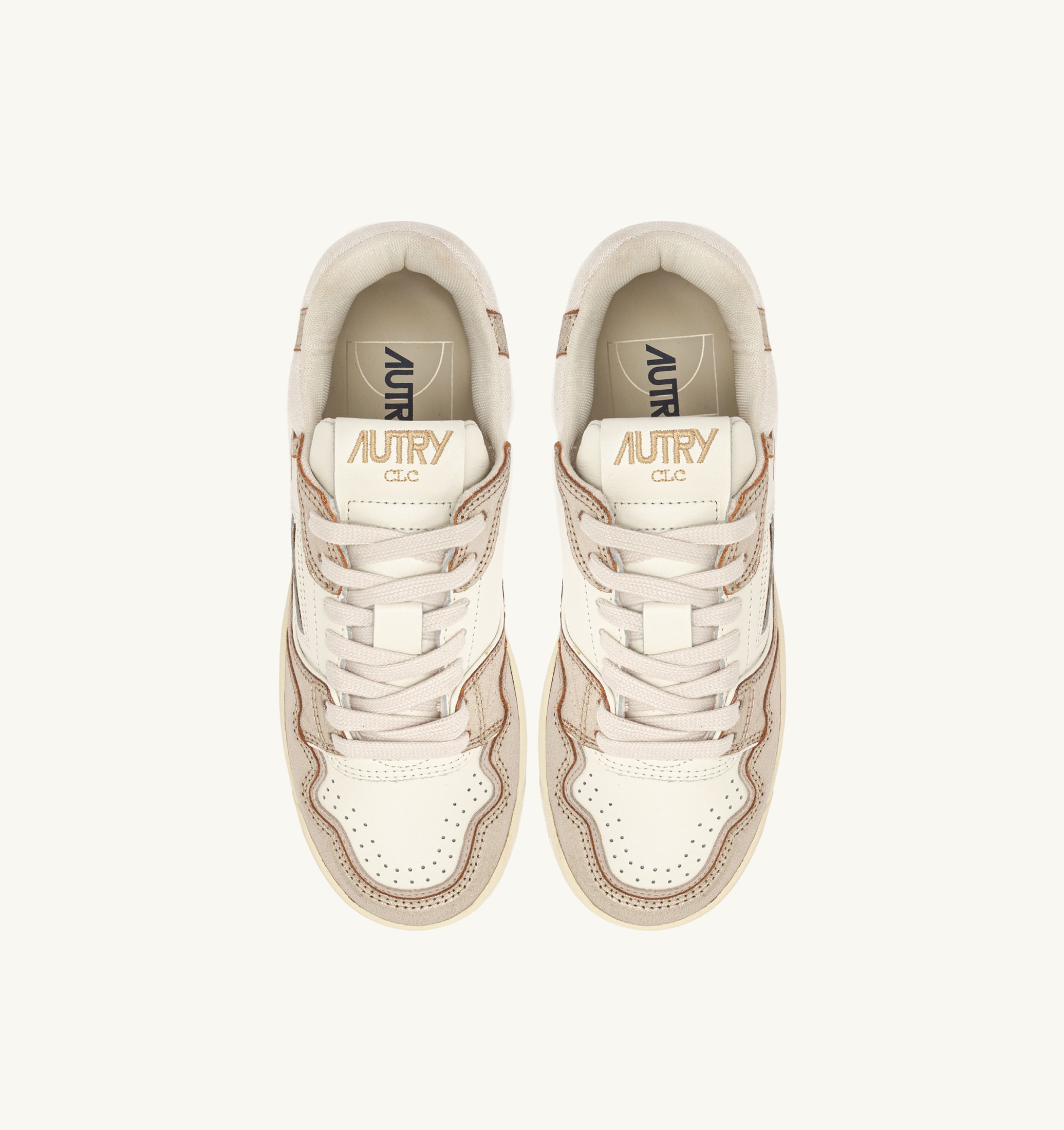 SNEAKERS CLC LOW IN PELLE E SUEDE PLATINO