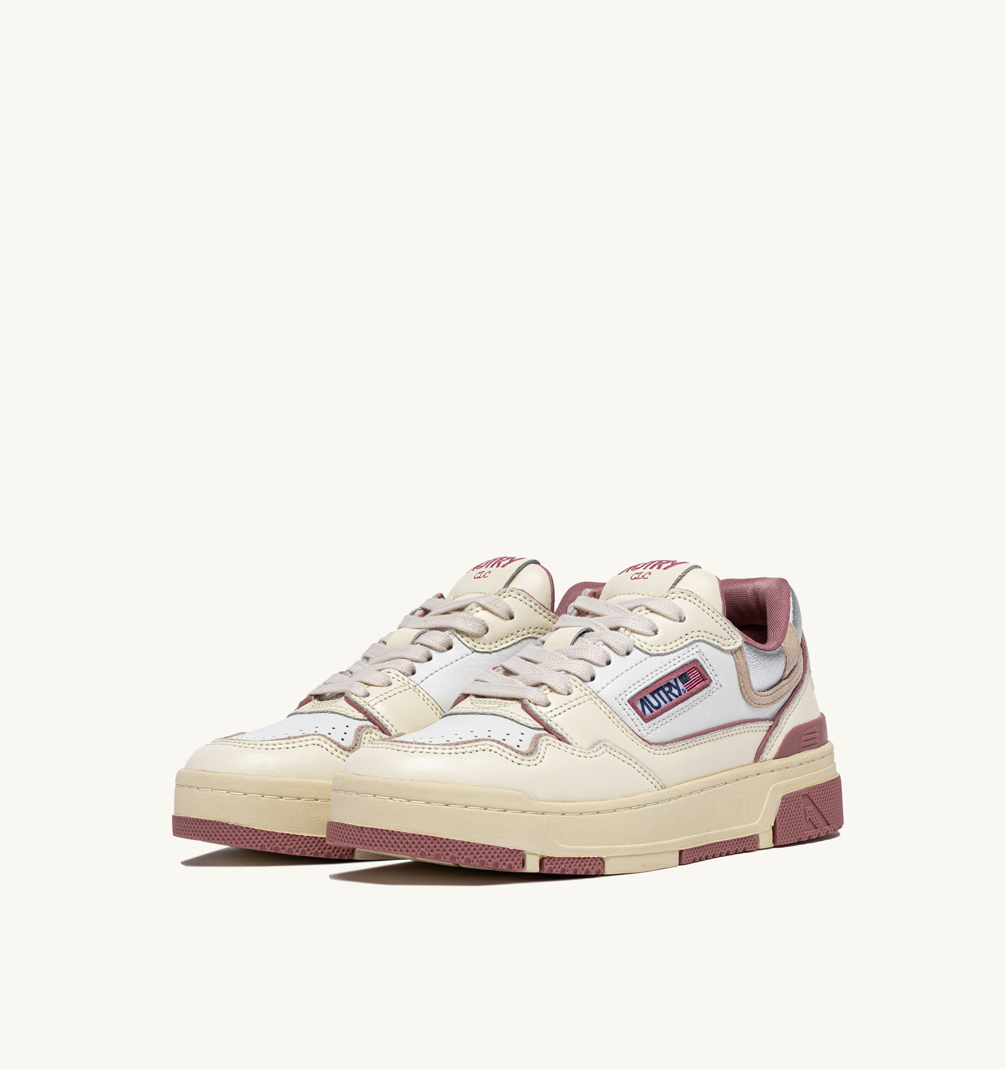 SNEAKERS CLC LOW IN PELLE WHISPER WHITE ASH ROSE E SILVER